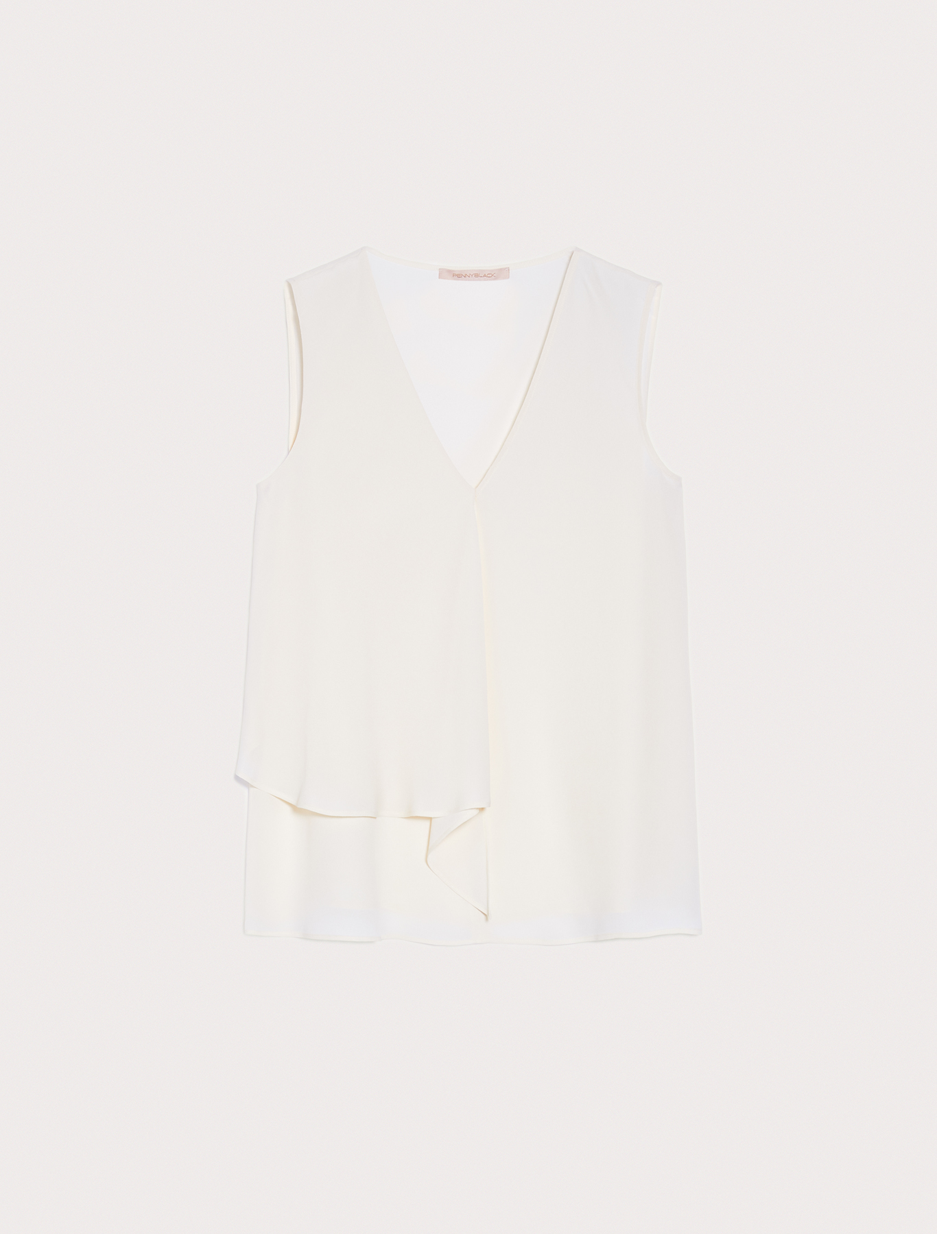 Crêpe de Chine top with ruffle, ivory - Pennyblack Crêpe de Chine top with ruffle - ivory - pennyblack