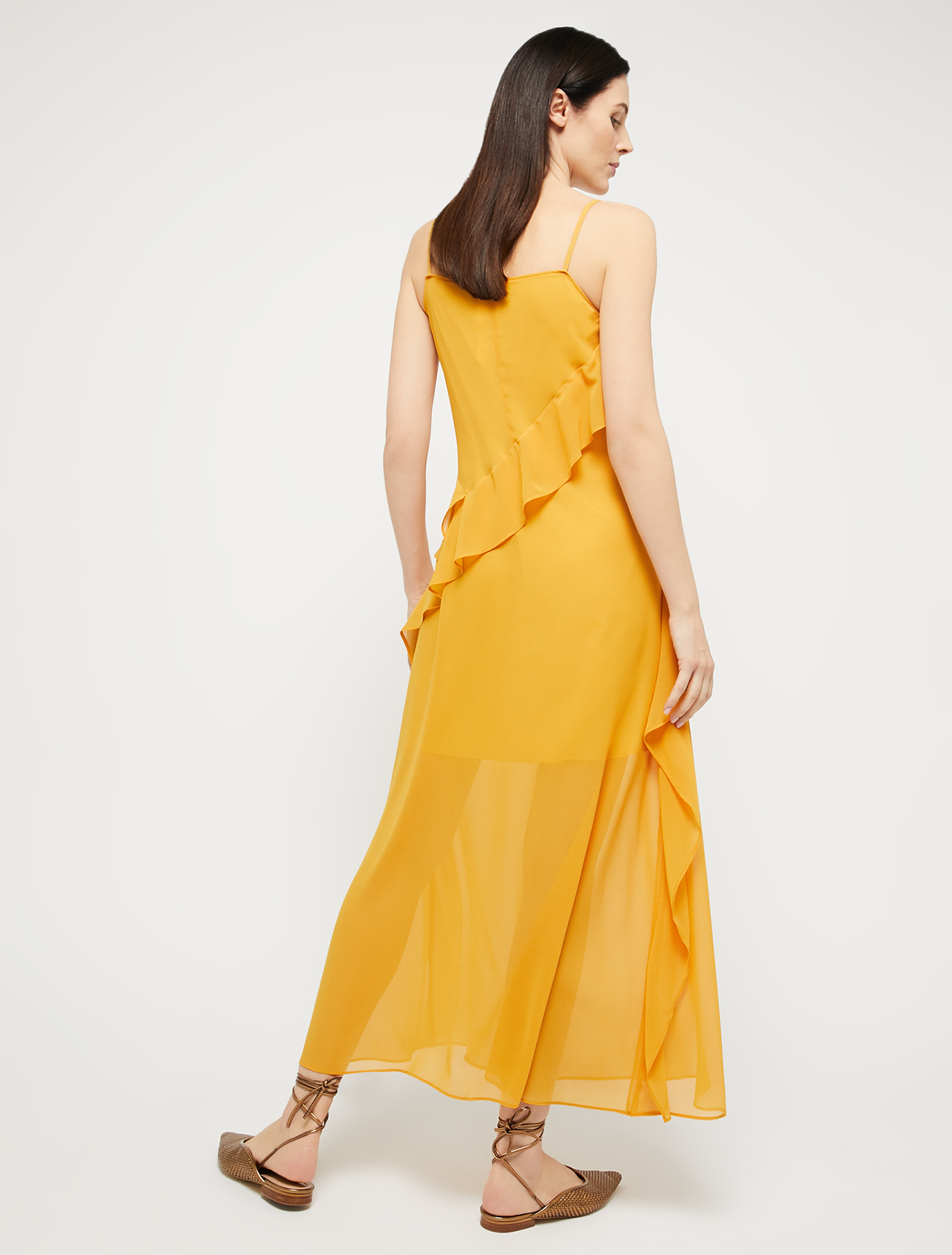 Georgette dress with flounce, mustard - Pennyblack Georgette dress with flounce - mustard - pennyblack