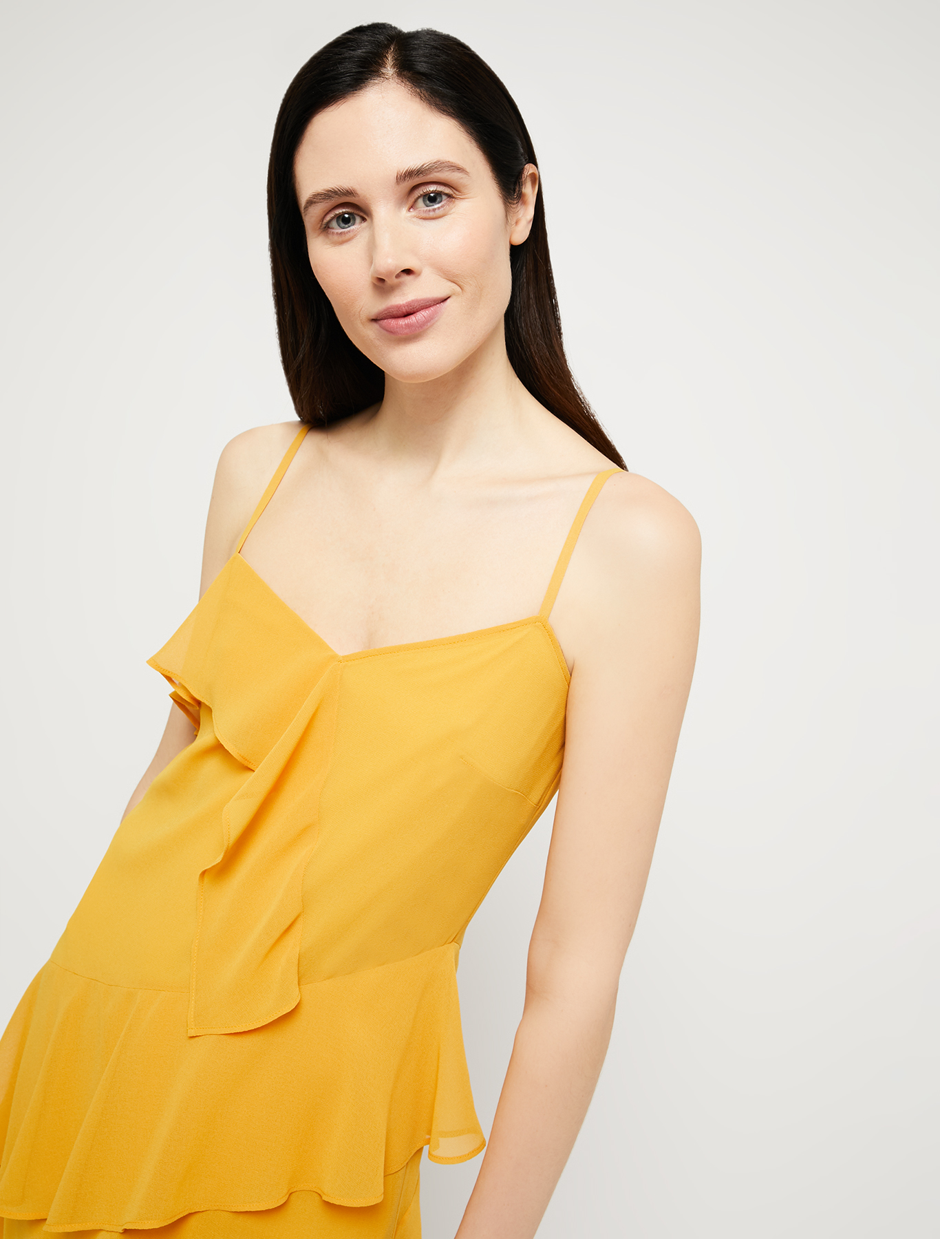 Georgette dress with flounce, mustard - Pennyblack Georgette dress with flounce - mustard - pennyblack