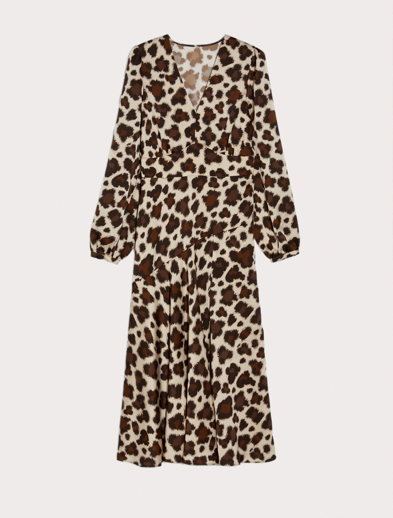 Patterned satin long dress, dark brown pattern | Pennyblack Patterned satin long dress - dark brown pattern - pennyblack