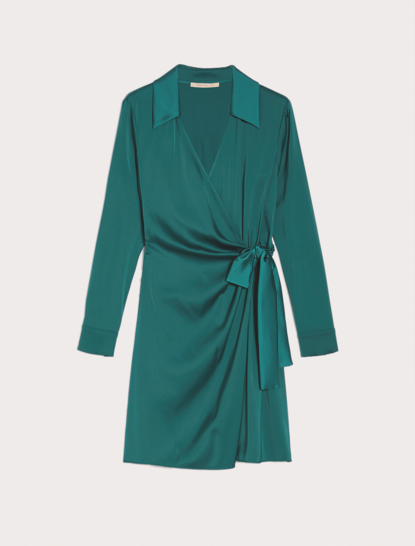Wrap dress in envers satin, dark green | Pennyblack Wrap dress in envers satin - dark green - pennyblack