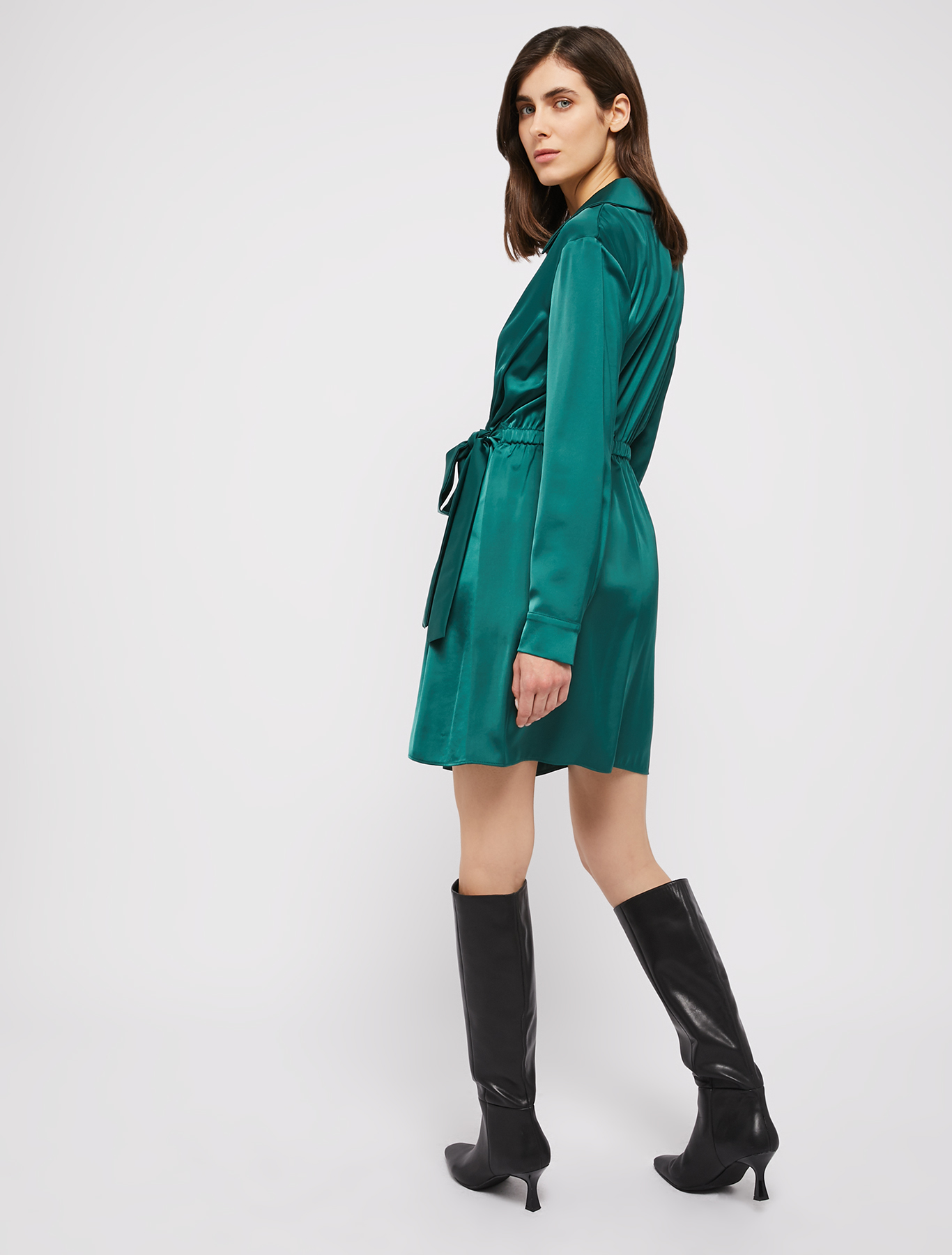 Wrap dress in envers satin, dark green | Pennyblack Wrap dress in envers satin - dark green - pennyblack