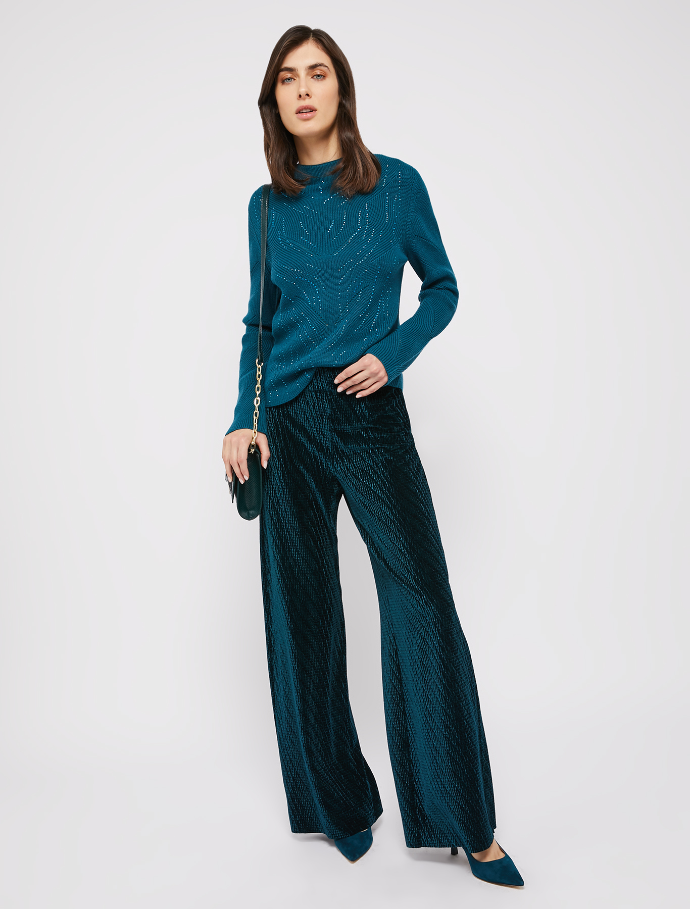 Jumper with fan motifs, petrol green | Pennyblack Jumper with fan motifs - petrol green - pennyblack