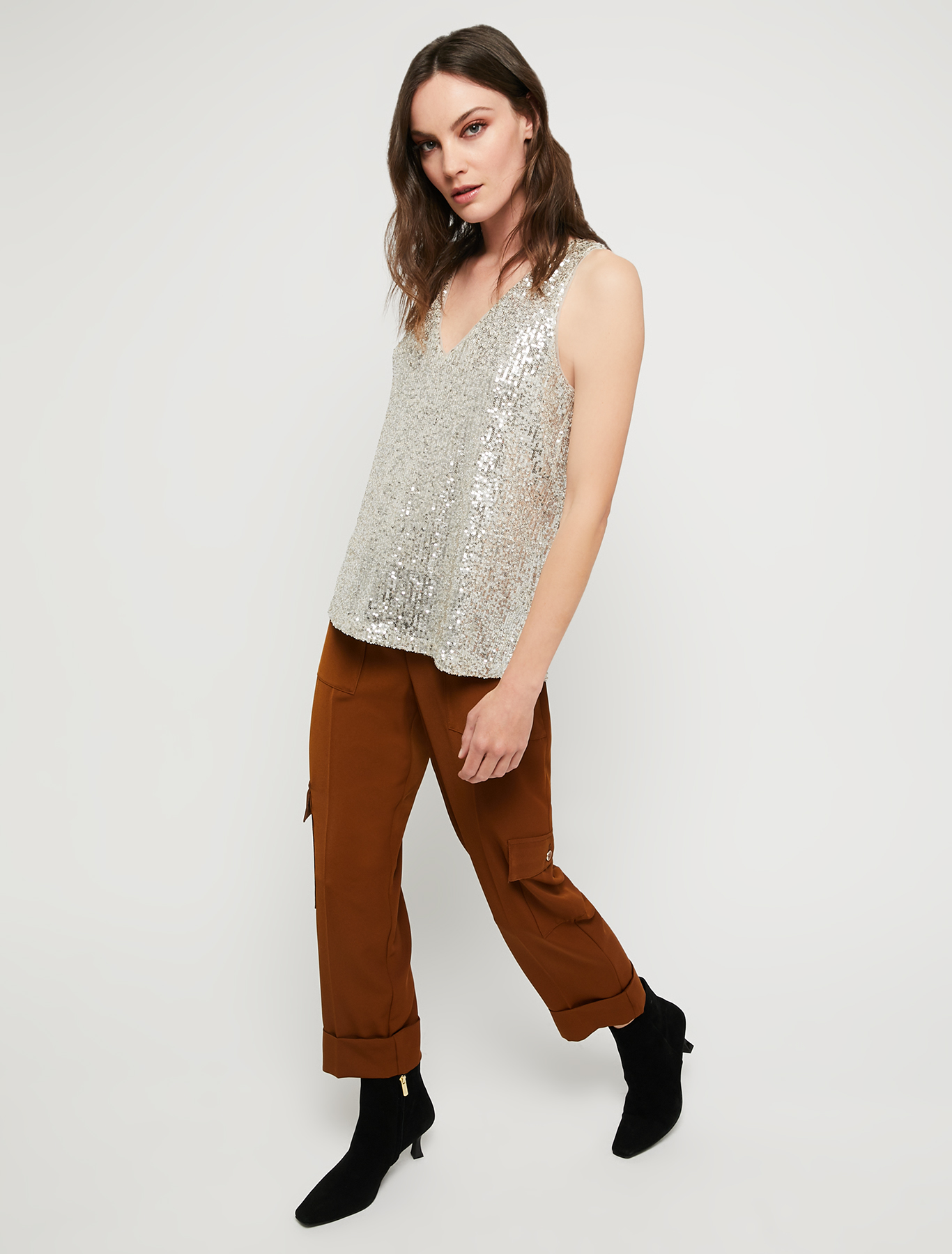 Tulle top with sequins, silver - Pennyblack Tulle top with sequins - silver - pennyblack