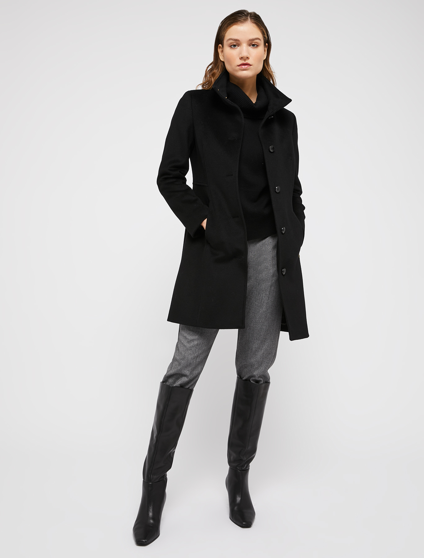 Slim coat in wool drap, black | Pennyblack Slim coat in wool drap - black - pennyblack