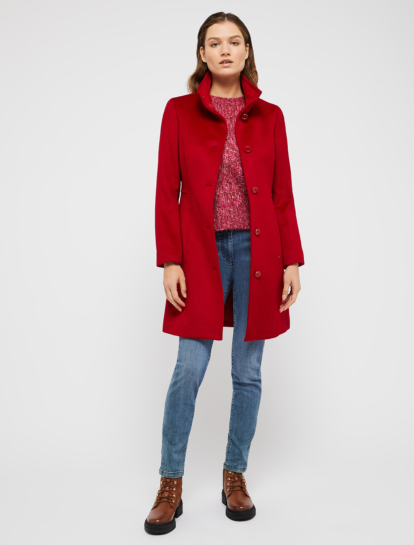 Cappotto slim in drap di lana, rosso | Pennyblack Cappotto slim in drap di lana - rosso - pennyblack