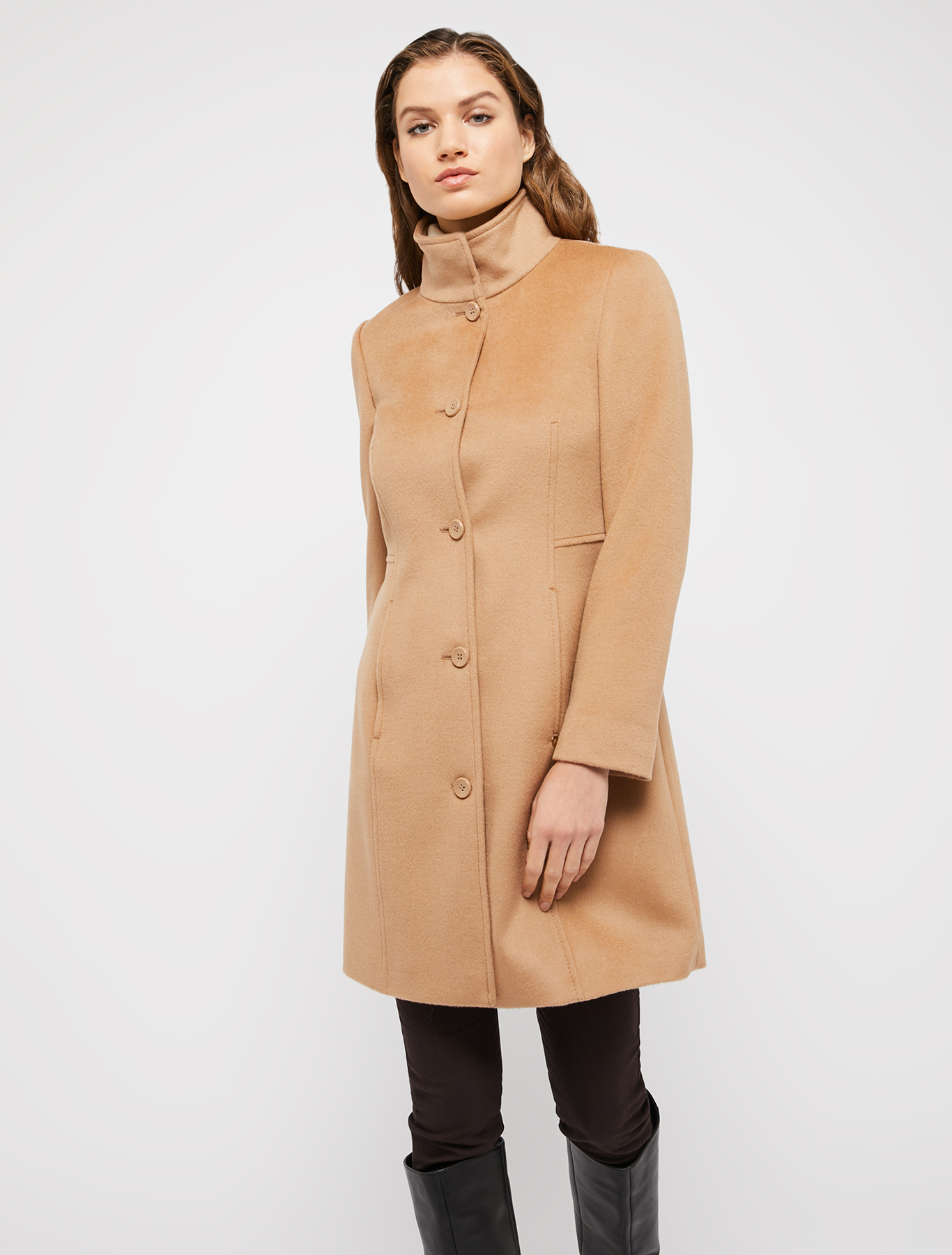 Slim coat in wool drap, camel | Pennyblack Slim coat in wool drap - camel - pennyblack