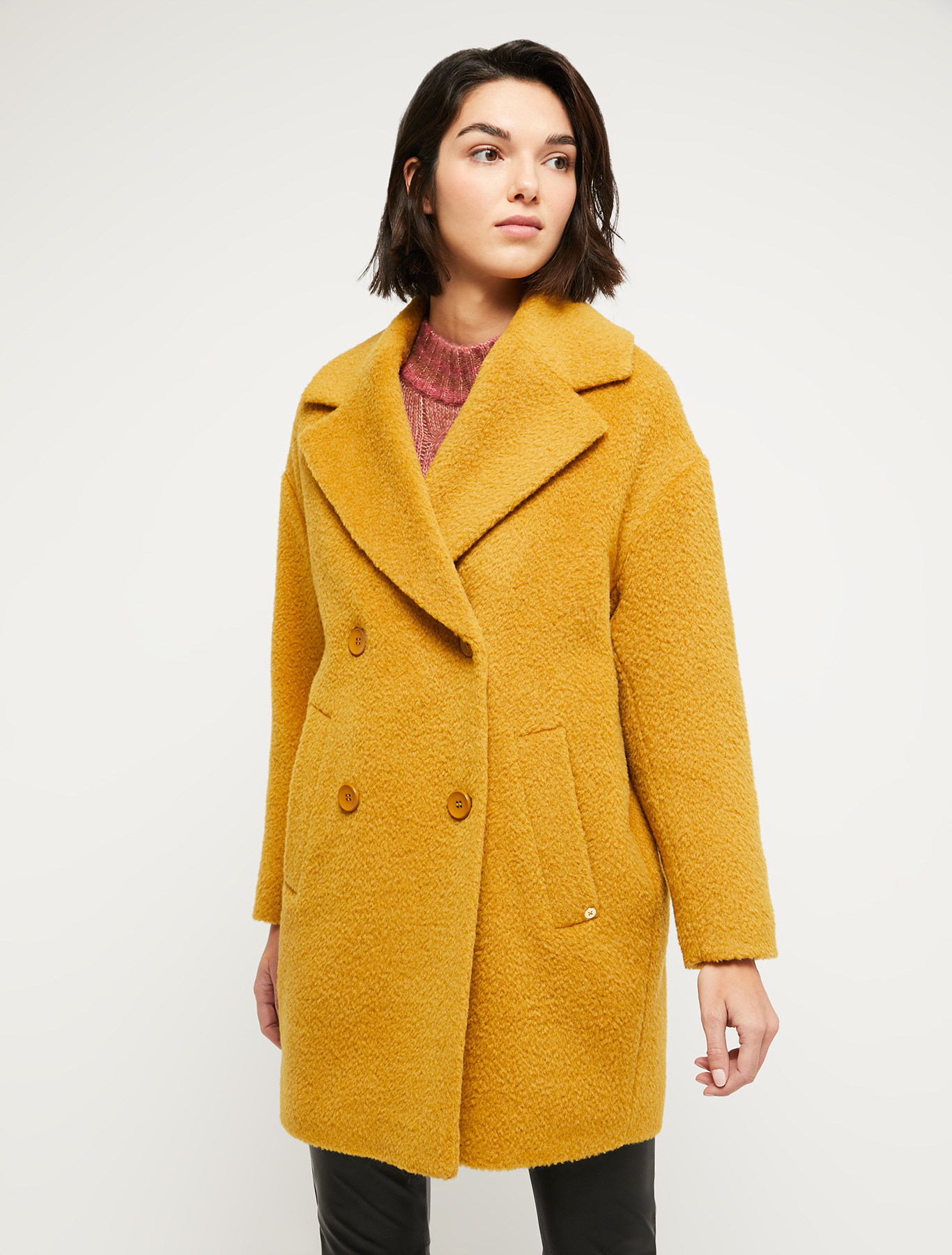 Wool and alpaca short coat, mustard | Pennyblack Wool and alpaca short coat - mustard - pennyblack