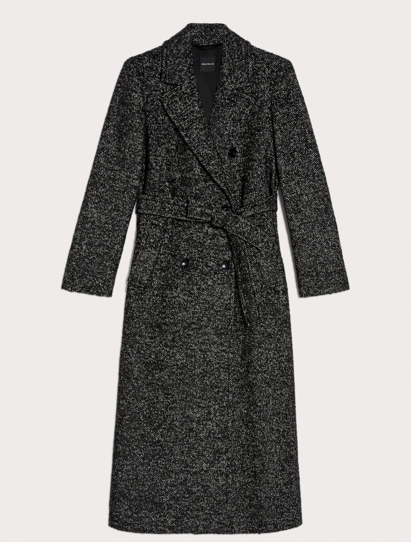 Midi coat in bouclé wool, black pattern | Pennyblack Midi coat in bouclé wool - black pattern - pennyblack