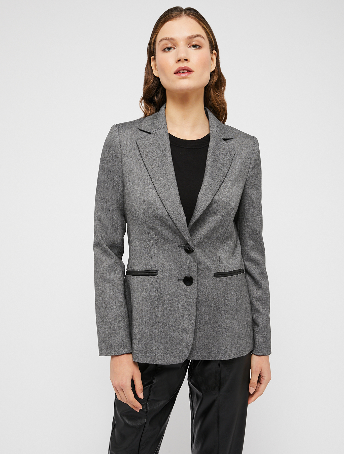 Micro-patterned slim blazer, black pattern | Pennyblack Micro-patterned slim blazer - black pattern - pennyblack