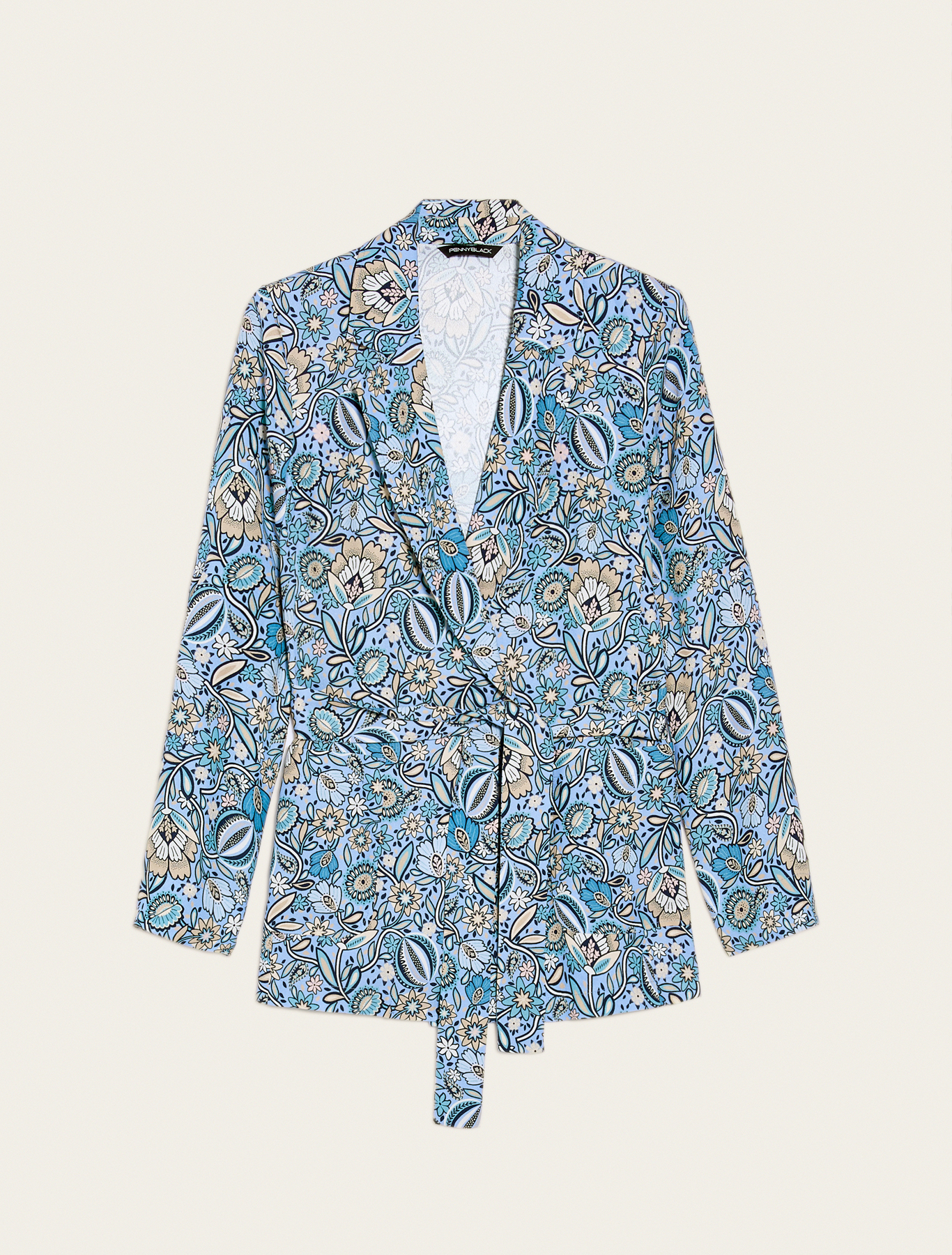 Patterned envers satin blazer, light blue pattern - Pennyblack Patterned envers satin blazer - light blue pattern - pennyblack