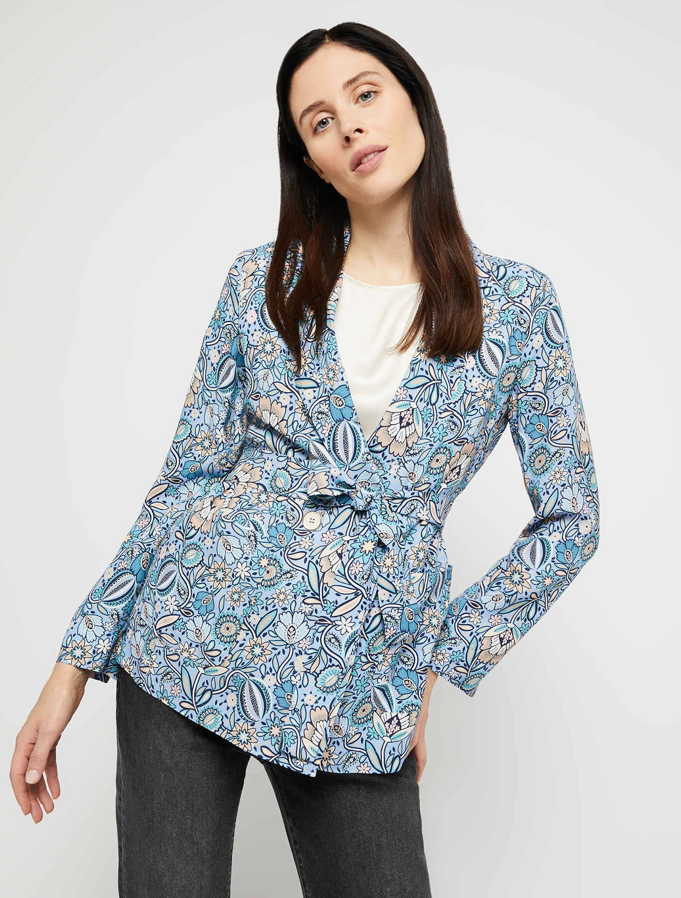 Patterned envers satin blazer, light blue pattern - Pennyblack Patterned envers satin blazer - light blue pattern - pennyblack