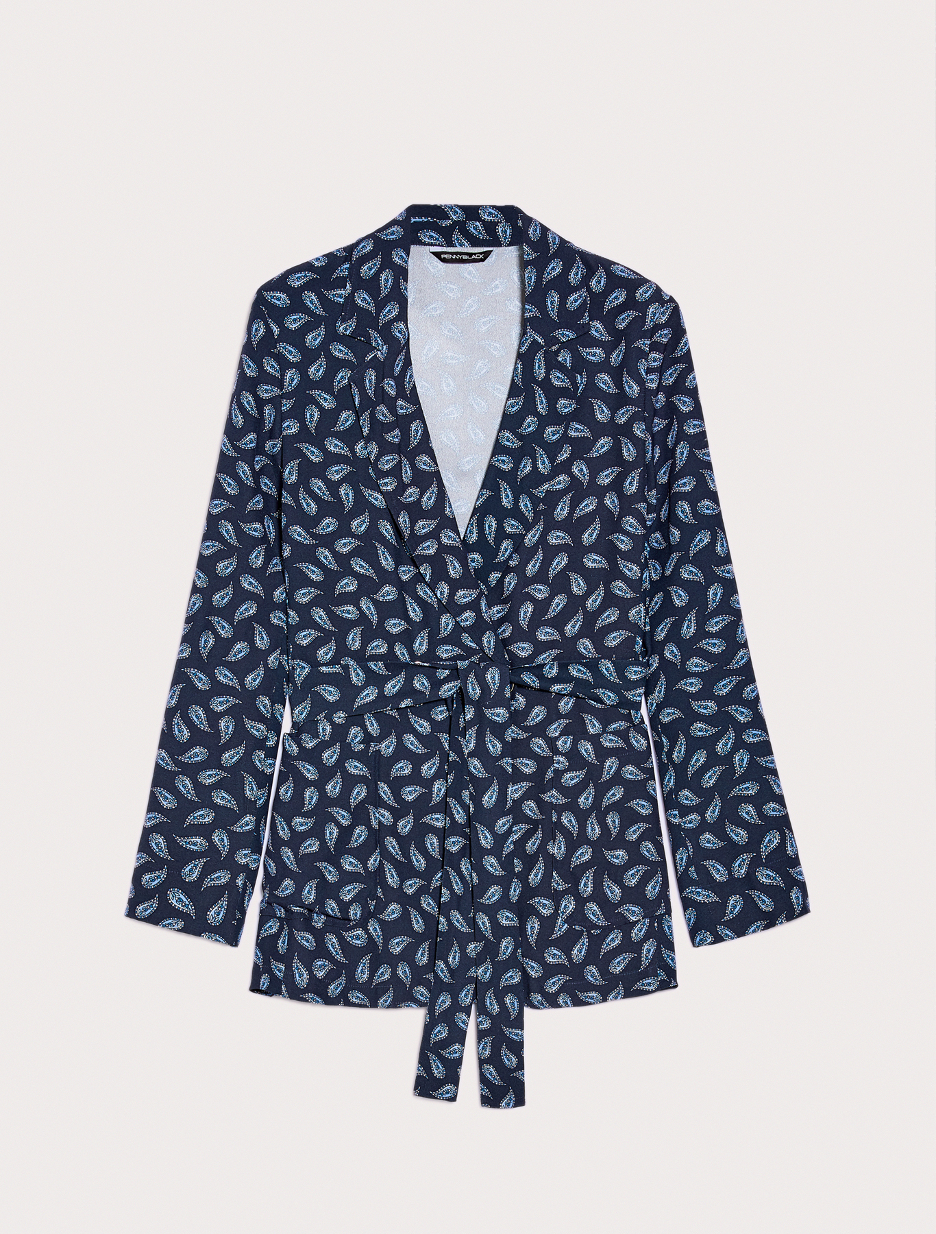 Patterned envers satin blazer, navy blue pattern | Pennyblack Patterned envers satin blazer - navy blue pattern - pennyblack