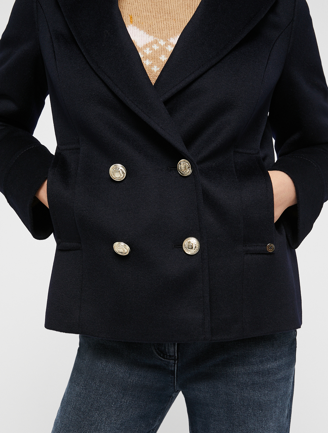 Wool drap pea coat, midnight blue | Pennyblack Wool drap pea coat - midnight blue - pennyblack