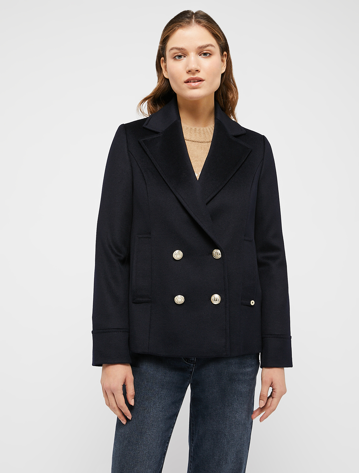 Wool drap pea coat, midnight blue | Pennyblack Wool drap pea coat - midnight blue - pennyblack