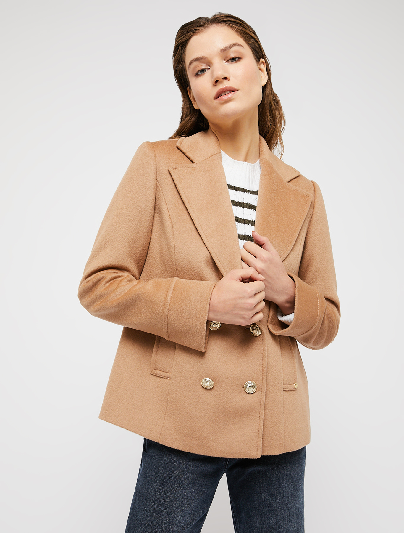Wool drap pea coat, camel | Pennyblack Wool drap pea coat - camel - pennyblack