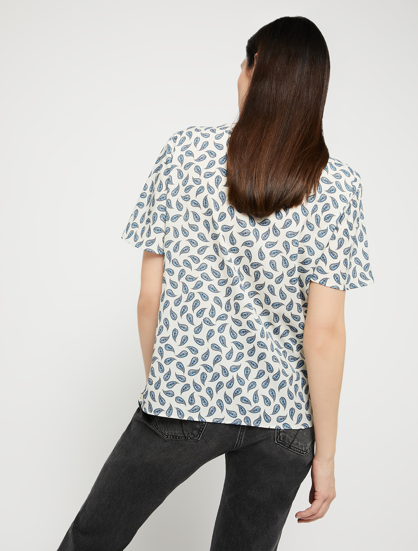 Patterned crêpe-de-Chine blouse, beige pattern | Pennyblack Patterned crêpe-de-Chine blouse - beige pattern - pennyblack