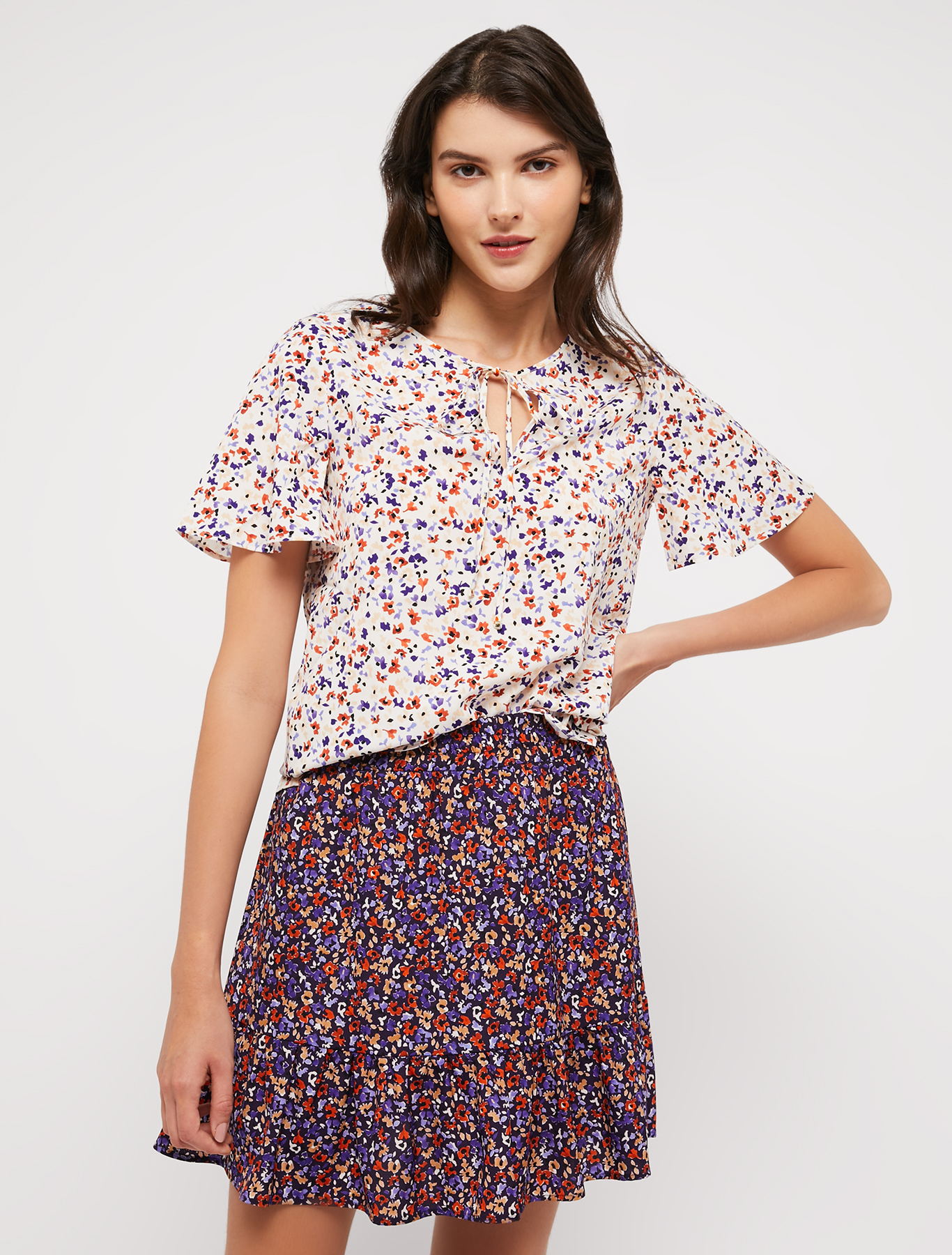Patterned crêpe-de-Chine blouse, ivory pattern | Pennyblack Patterned crêpe-de-Chine blouse - ivory pattern - pennyblack