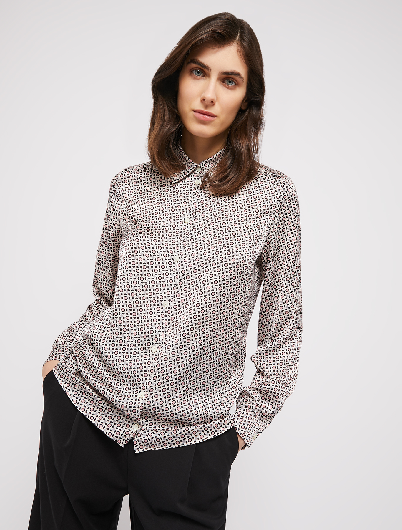 Patterned satin shirt, beige pattern | Pennyblack Patterned satin shirt - beige pattern - pennyblack
