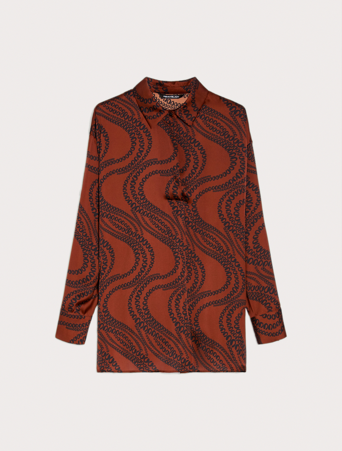 Patterned satin blouse, hazelnut pattern | Pennyblack Patterned satin blouse - hazelnut pattern - pennyblack