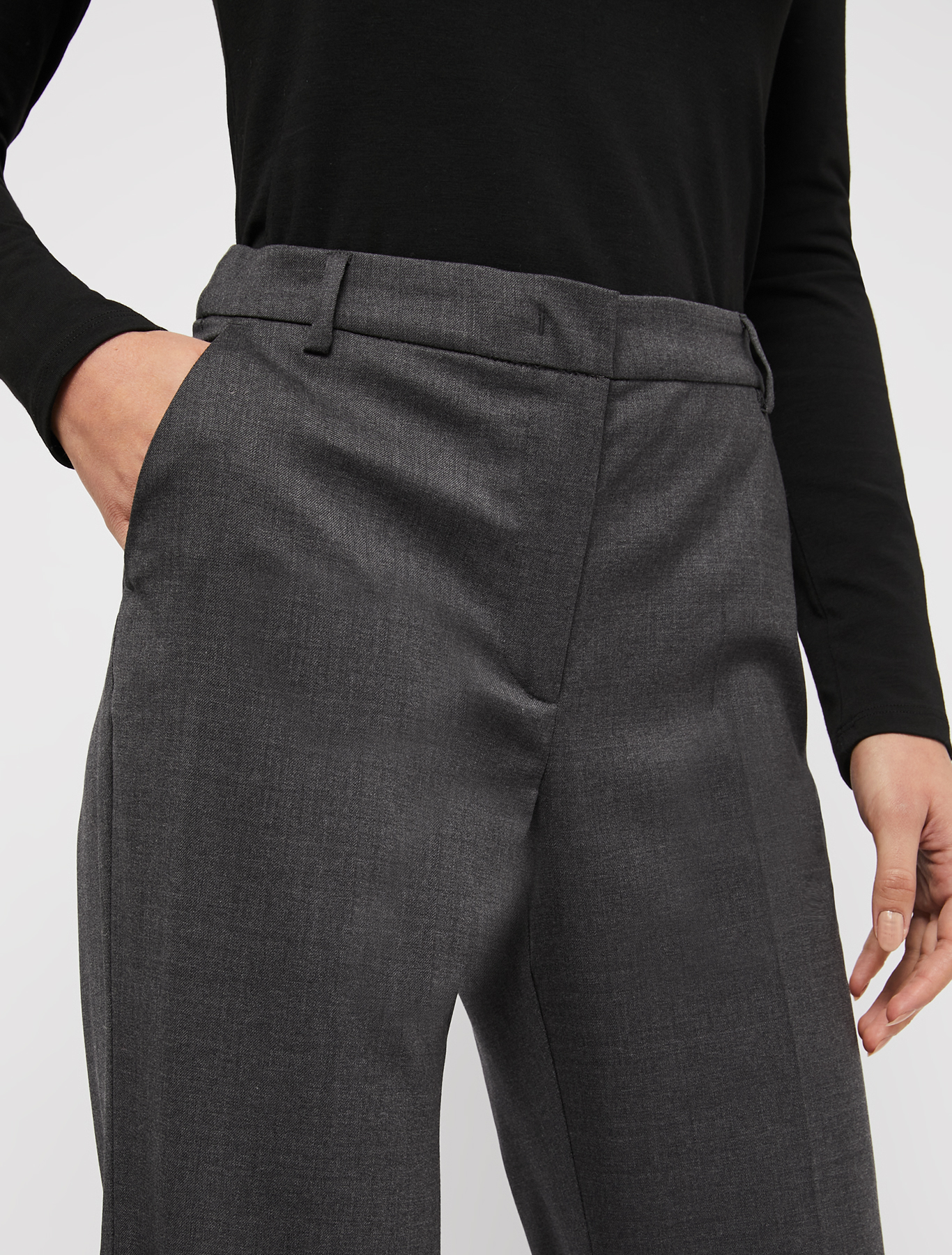 Wool twill slim trousers, dark grey | Pennyblack Wool twill slim trousers - dark grey - pennyblack