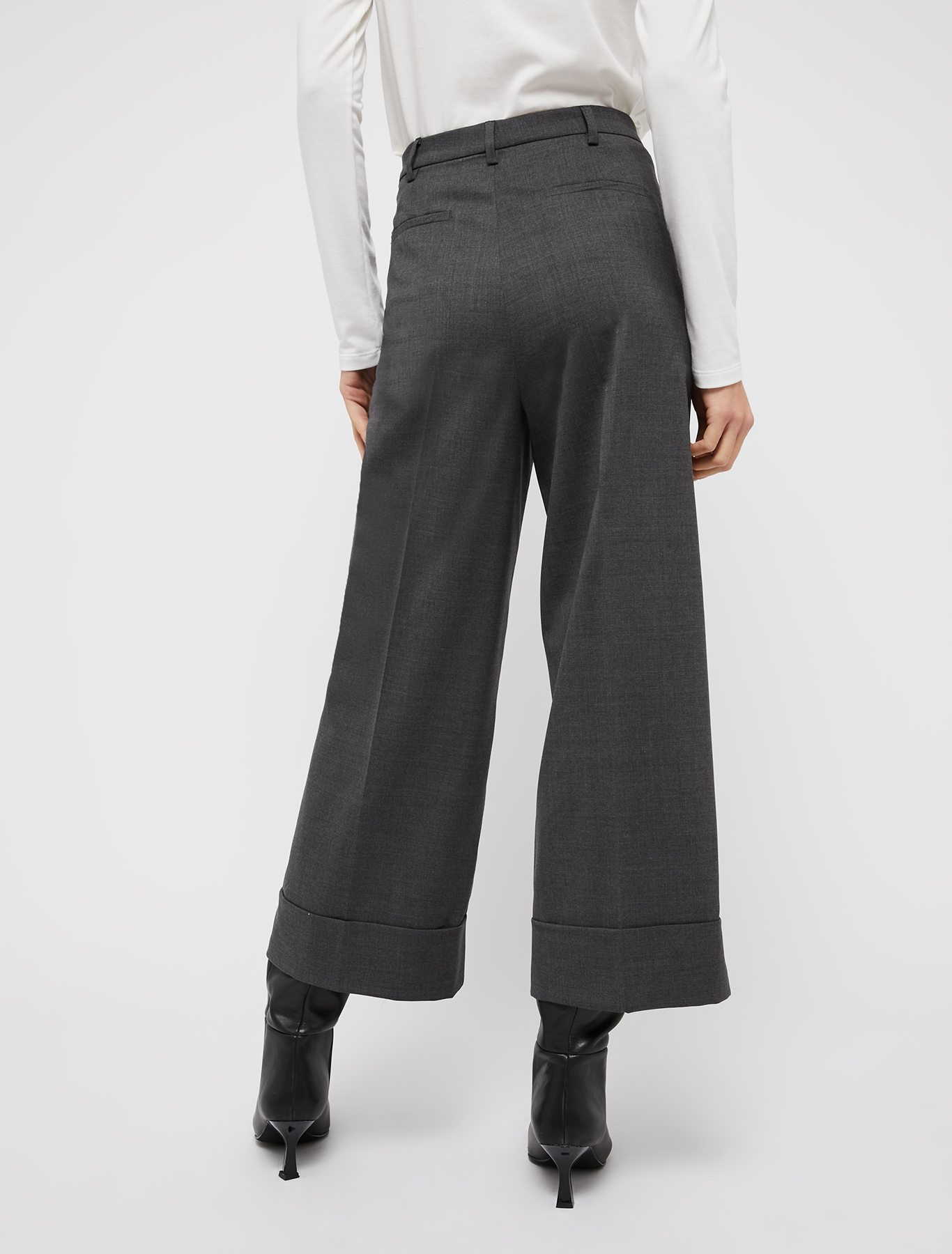 Wool twill wide-leg trousers, dark grey | Pennyblack Wool twill wide-leg trousers - dark grey - pennyblack