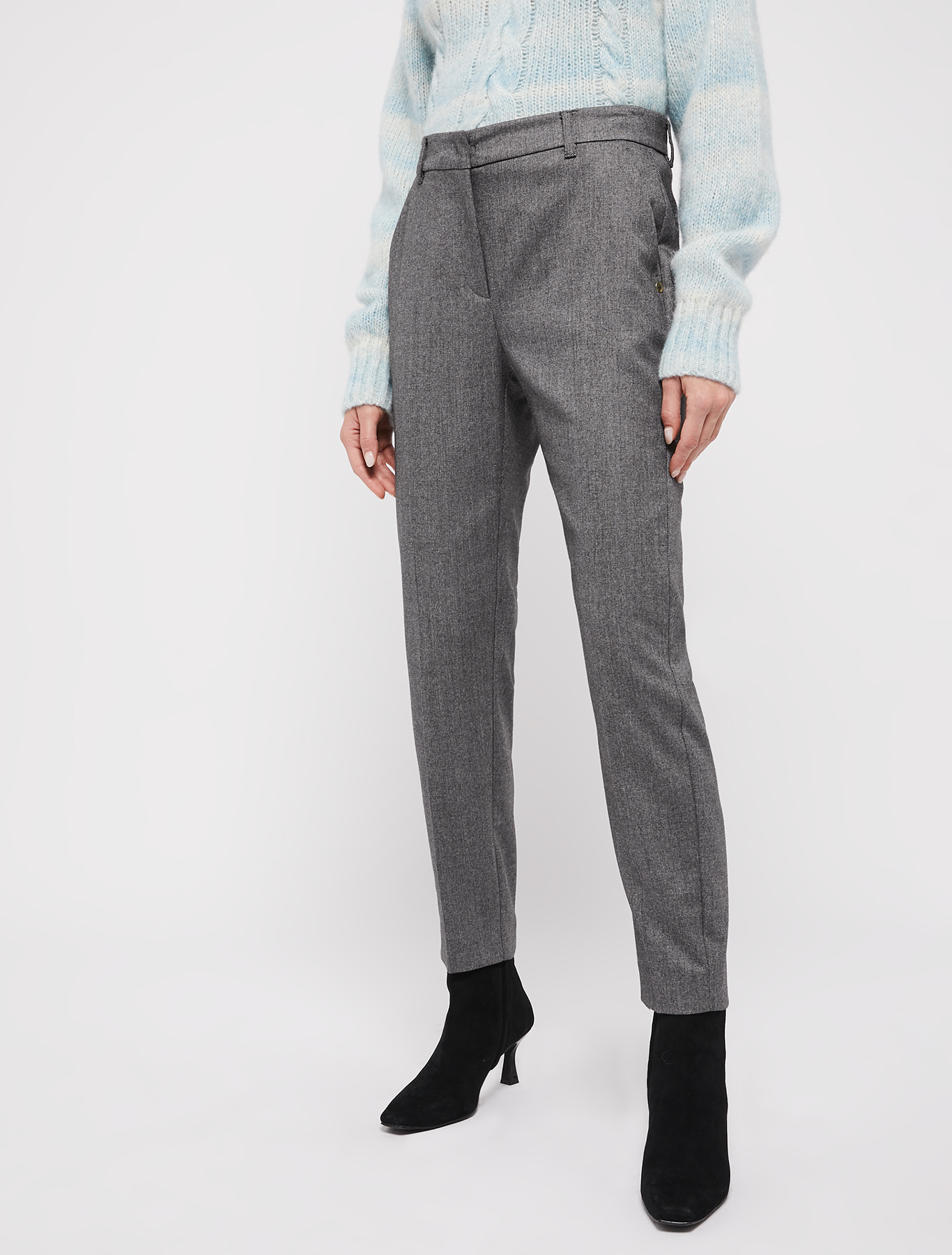 Slim-fit trousers with micro-pattern, black pattern | Pennyblack Slim-fit trousers with micro-pattern - black pattern - pennyblack