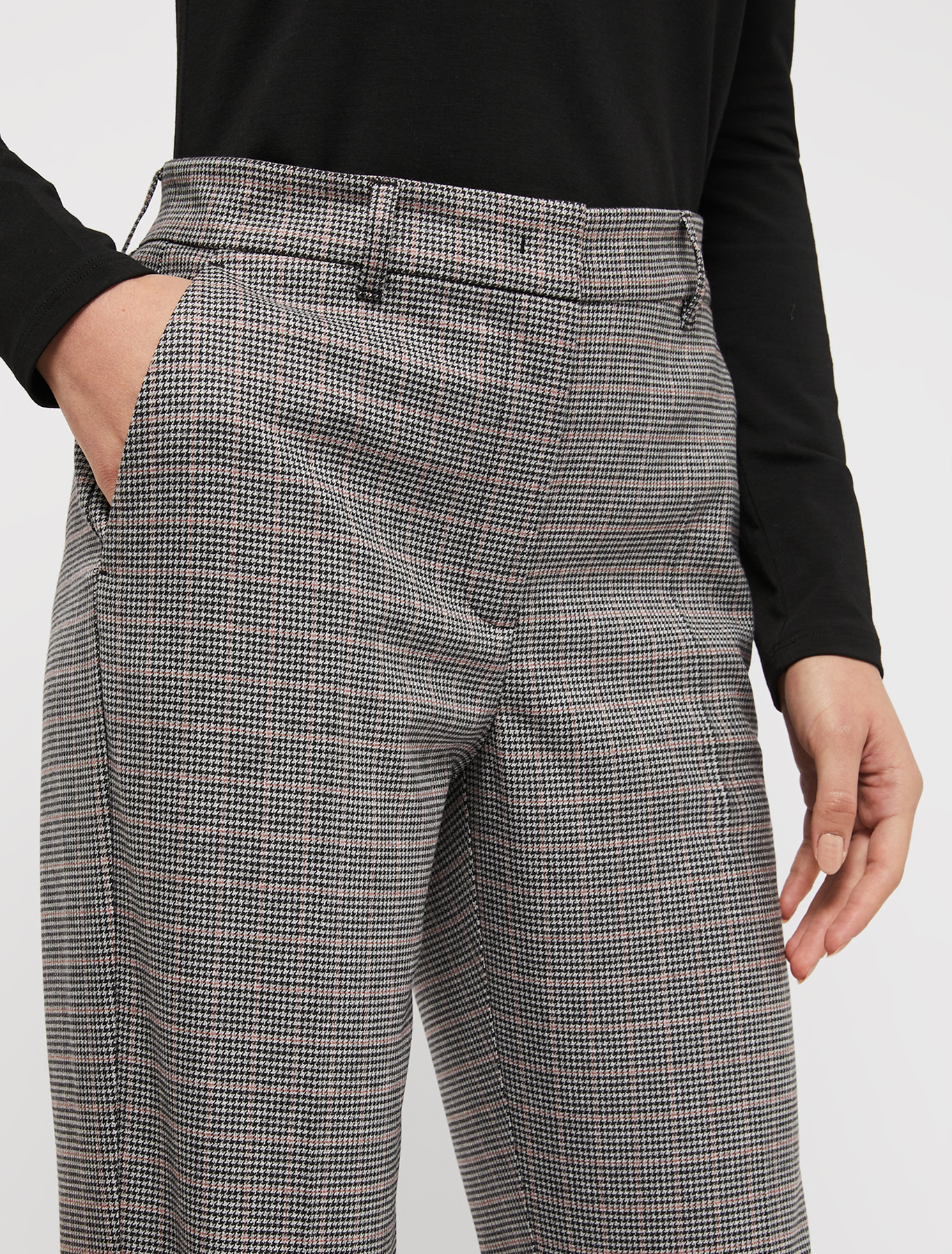 Slim-fit trousers with micro-pattern, orange pattern | Pennyblack Slim-fit trousers with micro-pattern - orange pattern - pennyblack