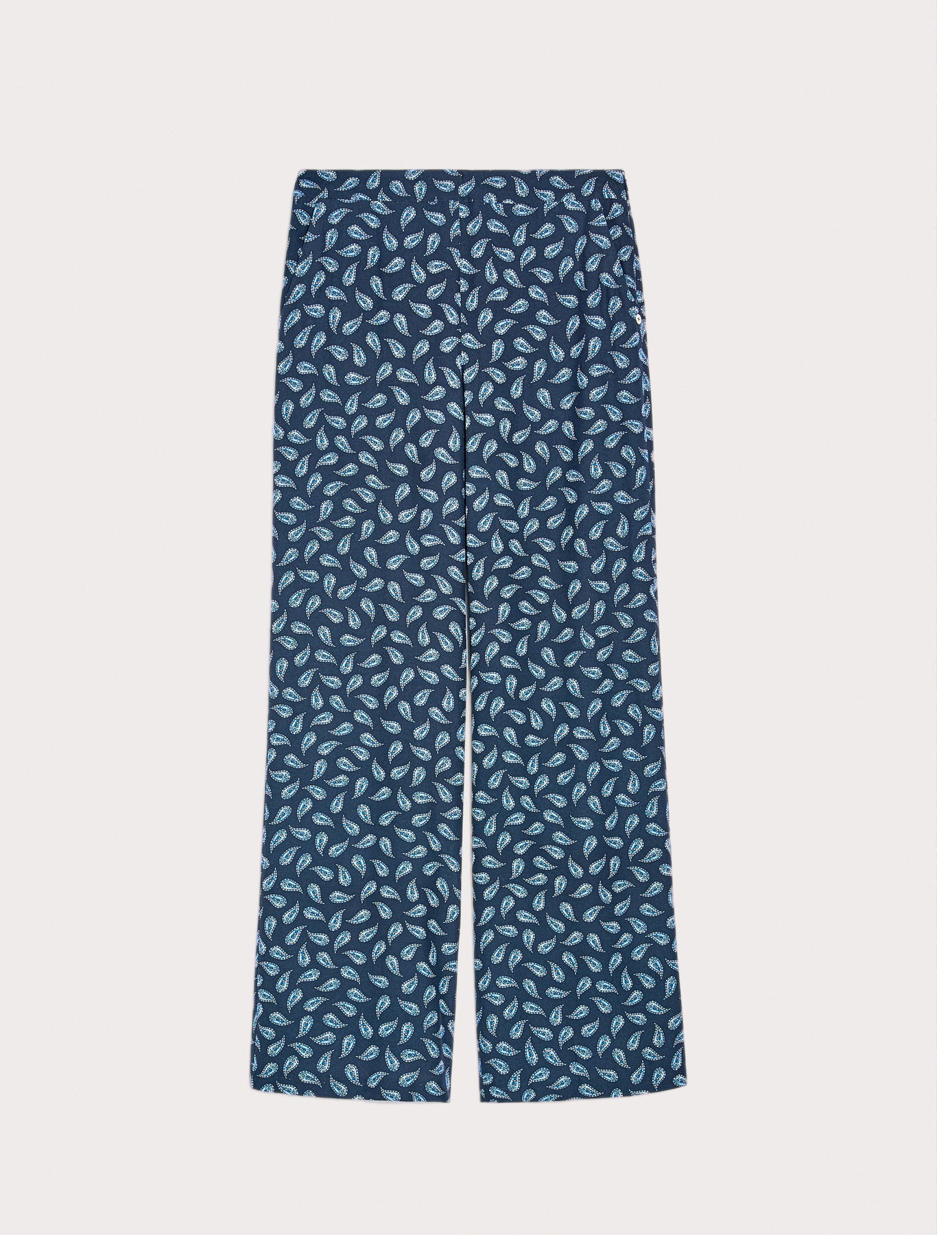 Envers satin wide-leg trousers, navy blue pattern | Pennyblack Envers satin wide-leg trousers - navy blue pattern - pennyblack