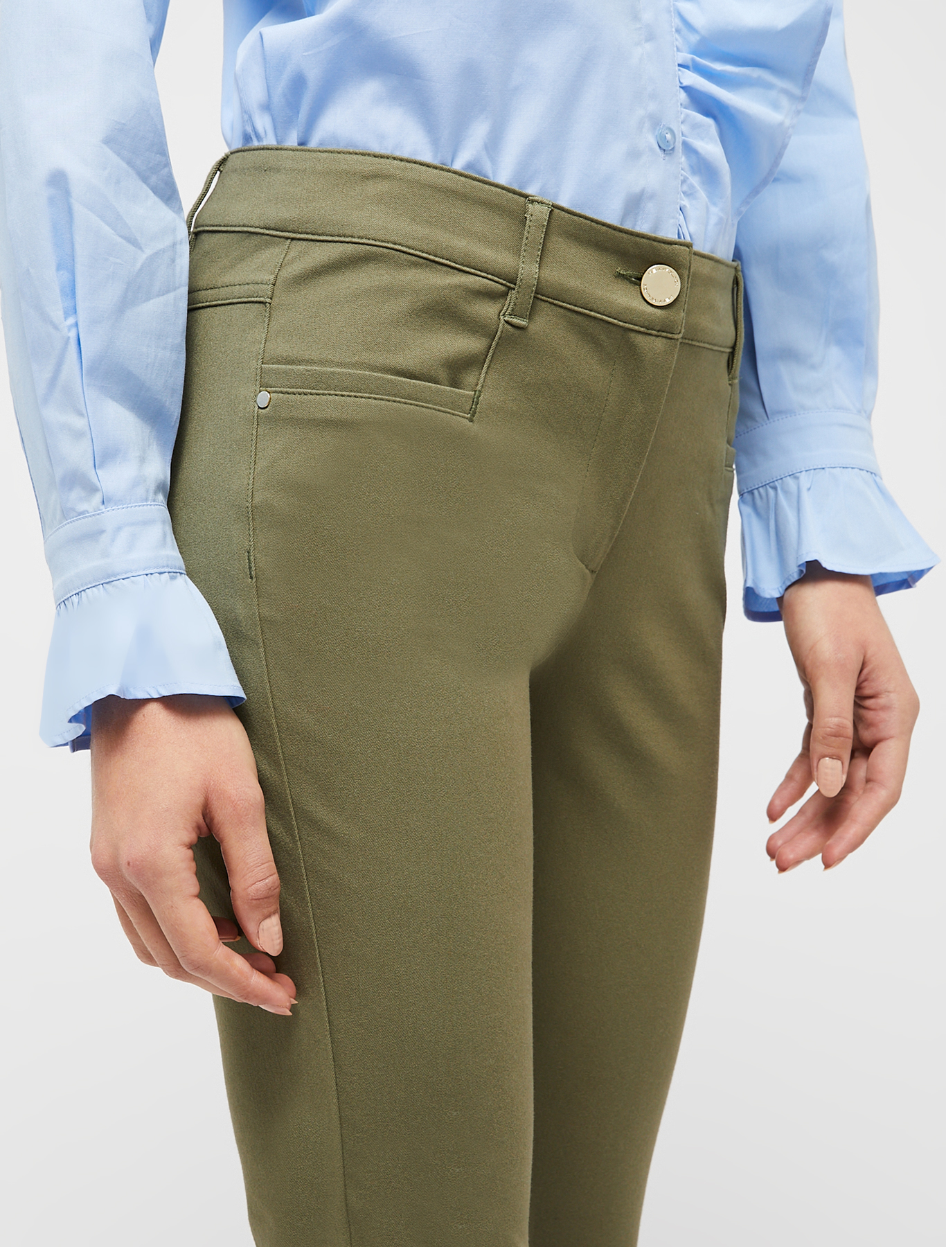Skinny-fit twill trousers, khaki green | Pennyblack Skinny-fit twill trousers - khaki green - pennyblack