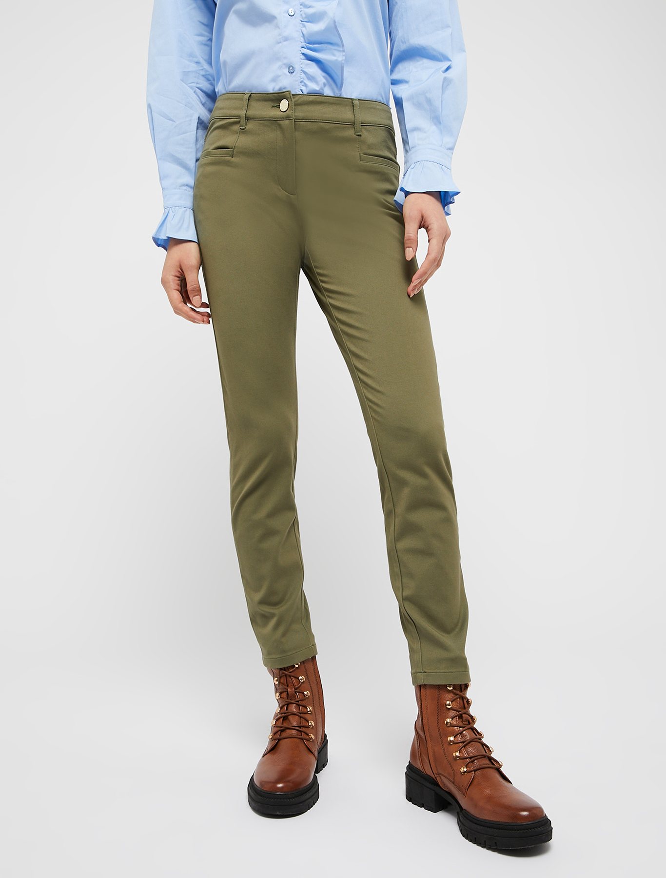 Skinny-fit twill trousers, khaki green | Pennyblack Skinny-fit twill trousers - khaki green - pennyblack