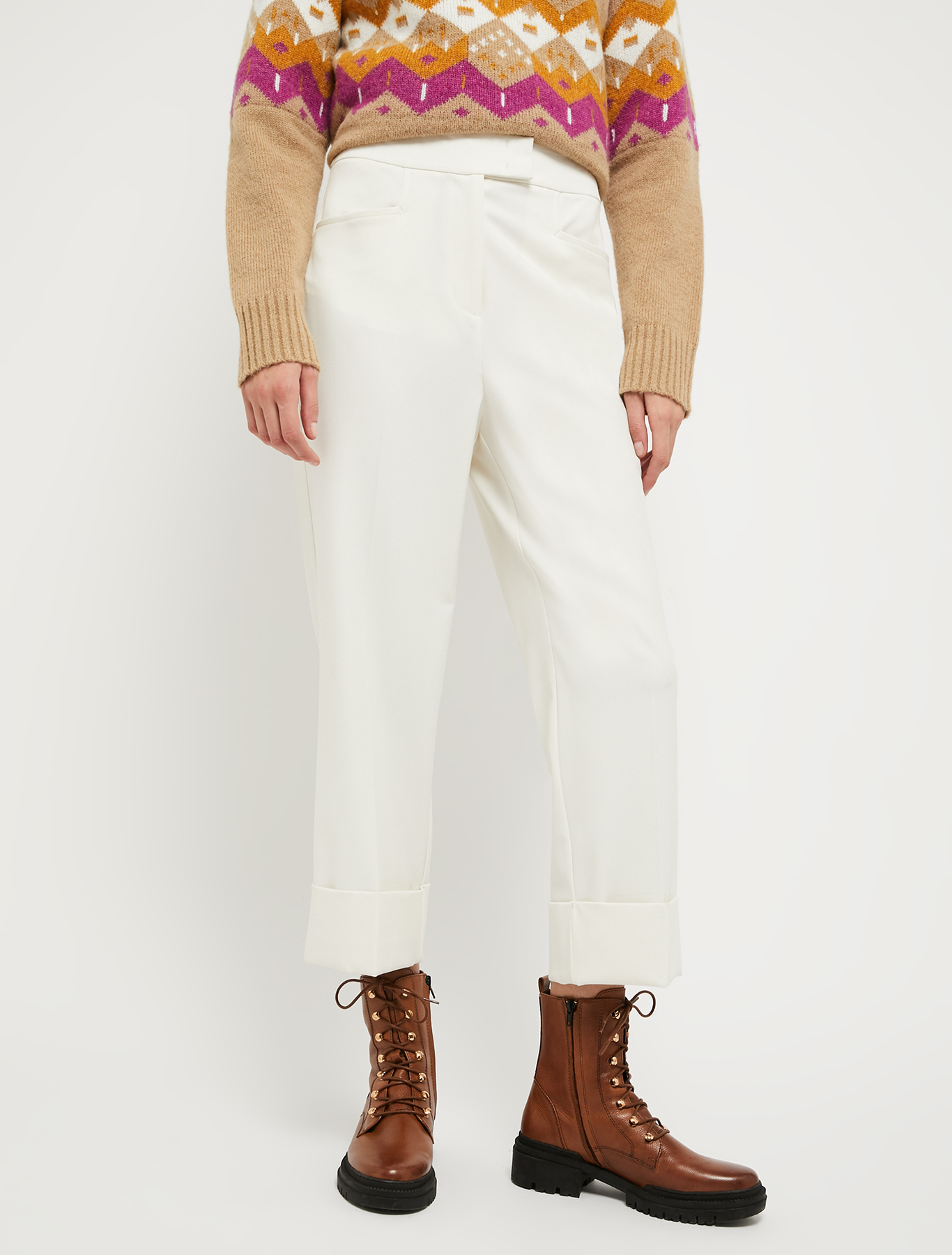 Twill cuffed trousers, white | Pennyblack Twill cuffed trousers - white - pennyblack