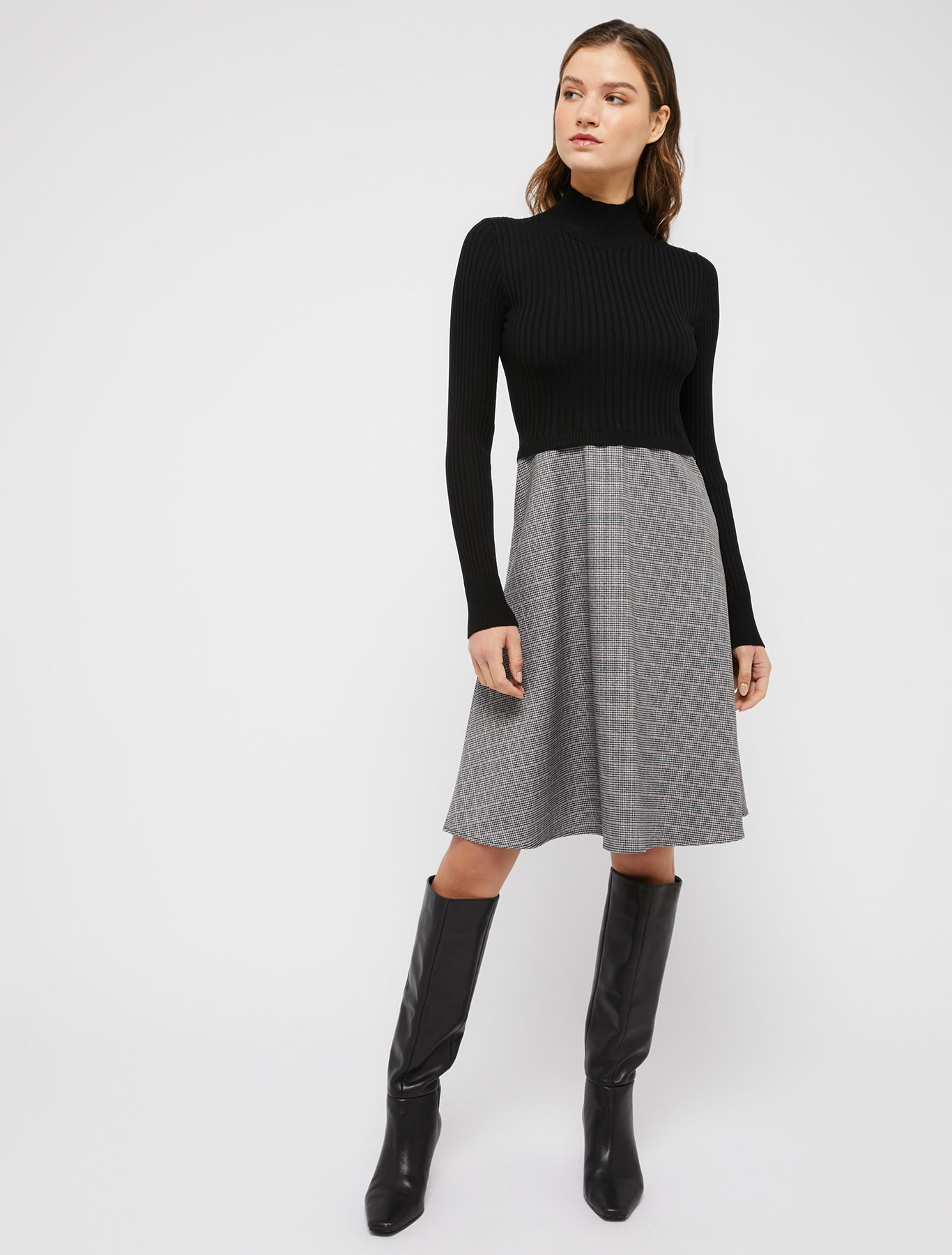 Fabric and knit dress, orange pattern | Pennyblack Fabric and knit dress - orange pattern - pennyblack