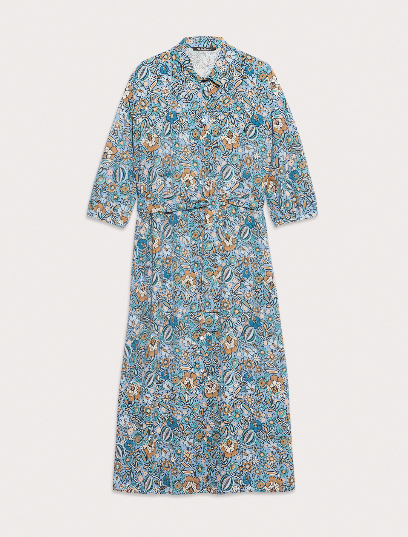 Crêpe-de-Chine shirt dress, light blue pattern | Pennyblack Crêpe-de-Chine shirt dress - light blue pattern - pennyblack