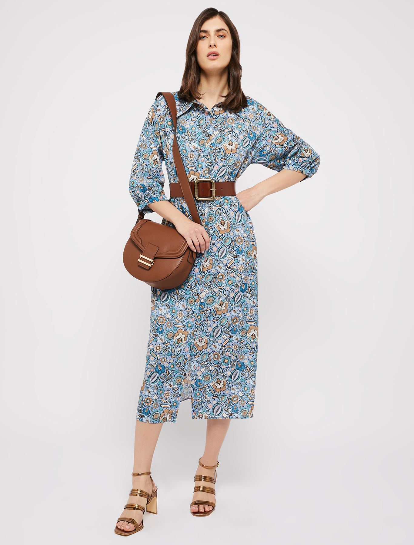 Crêpe-de-Chine shirt dress, light blue pattern | Pennyblack Crêpe-de-Chine shirt dress - light blue pattern - pennyblack