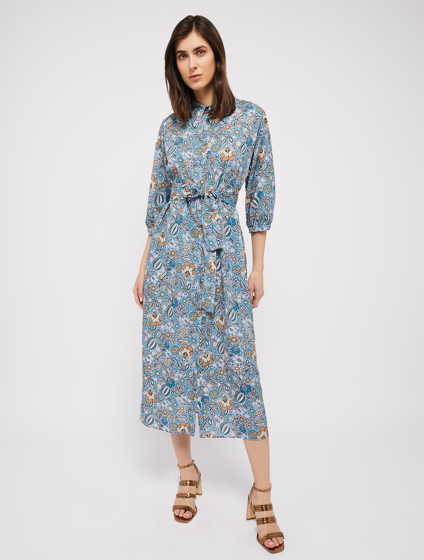 Crêpe-de-Chine shirt dress, light blue pattern | Pennyblack Crêpe-de-Chine shirt dress - light blue pattern - pennyblack