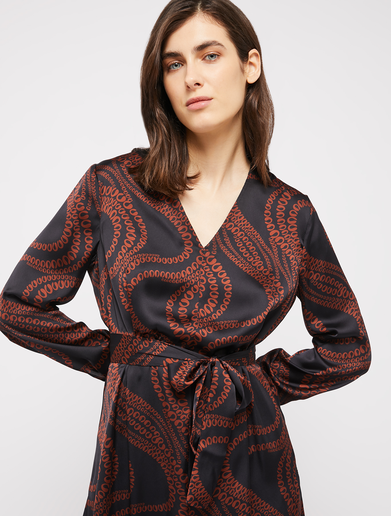 Patterned satin midi dress, black pattern | Pennyblack Patterned satin midi dress - black pattern - pennyblack