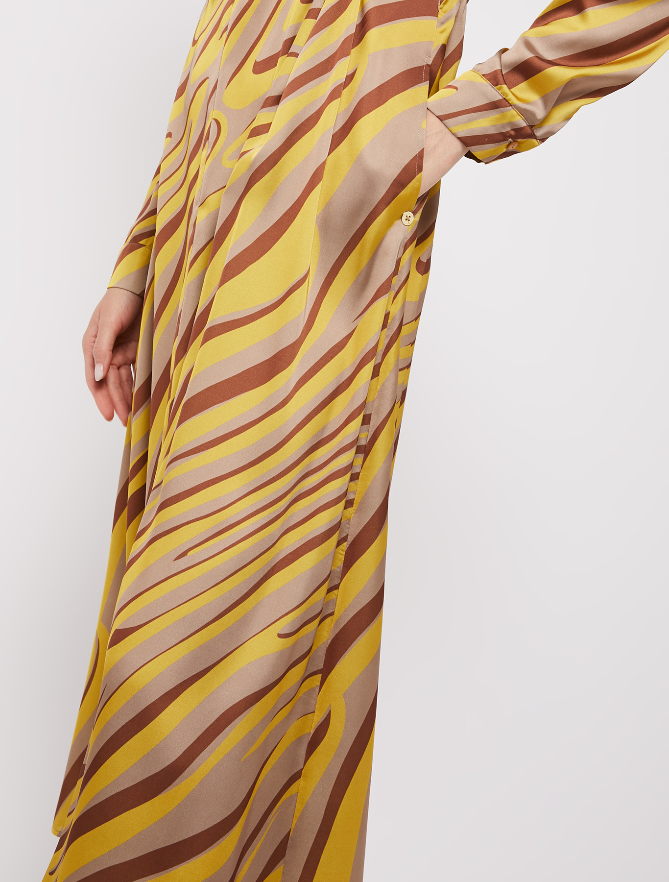 Patterned satin midi dress, sunshine yellow pattern | Pennyblack Patterned satin midi dress - sunshine yellow pattern - pennyblack
