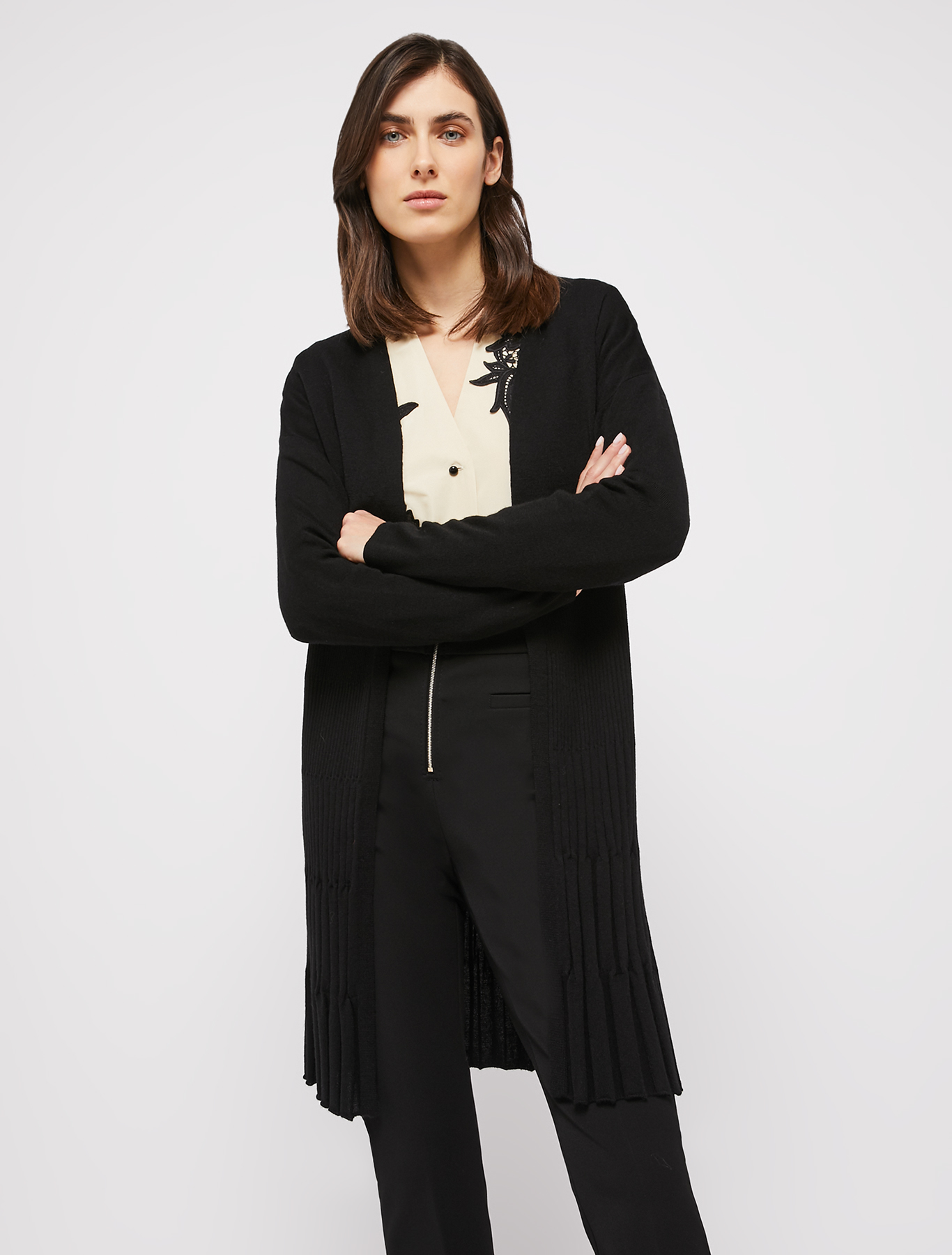 Mixed-rib cardigan, black | Pennyblack Mixed-rib cardigan - black - pennyblack