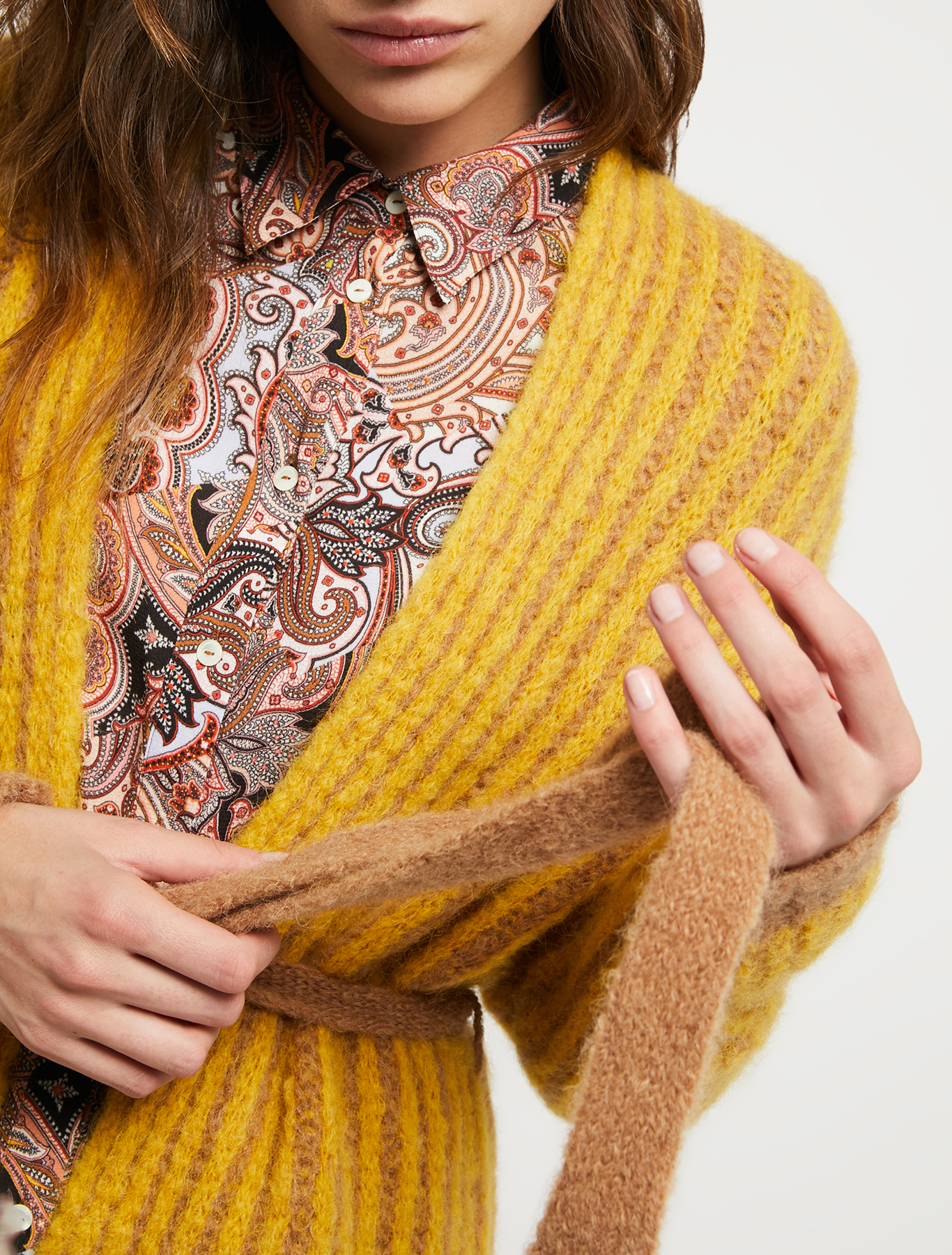 Ribbed jacquard cardigan, camel | Pennyblack Ribbed jacquard cardigan - camel - pennyblack