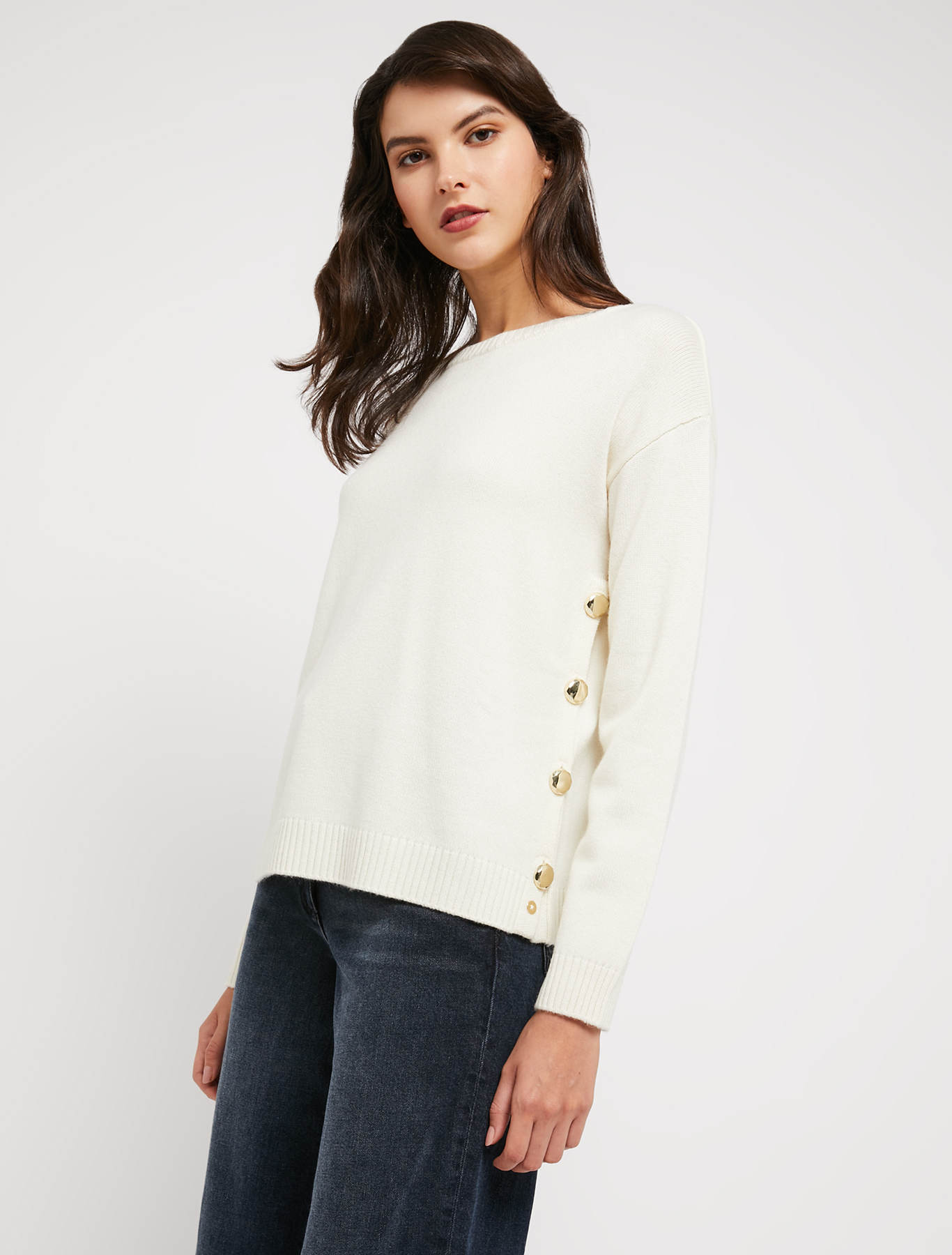 Jumper with asymmetric buttons, white | Pennyblack Jumper with asymmetric buttons - white - pennyblack
