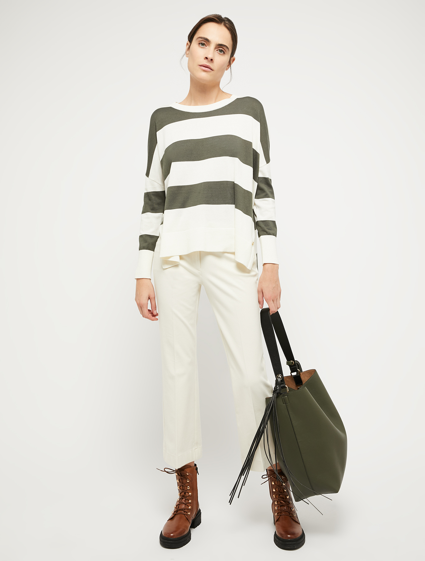 Cotton and silk jumper, khaki pattern | Pennyblack Cotton and silk jumper - khaki pattern - pennyblack