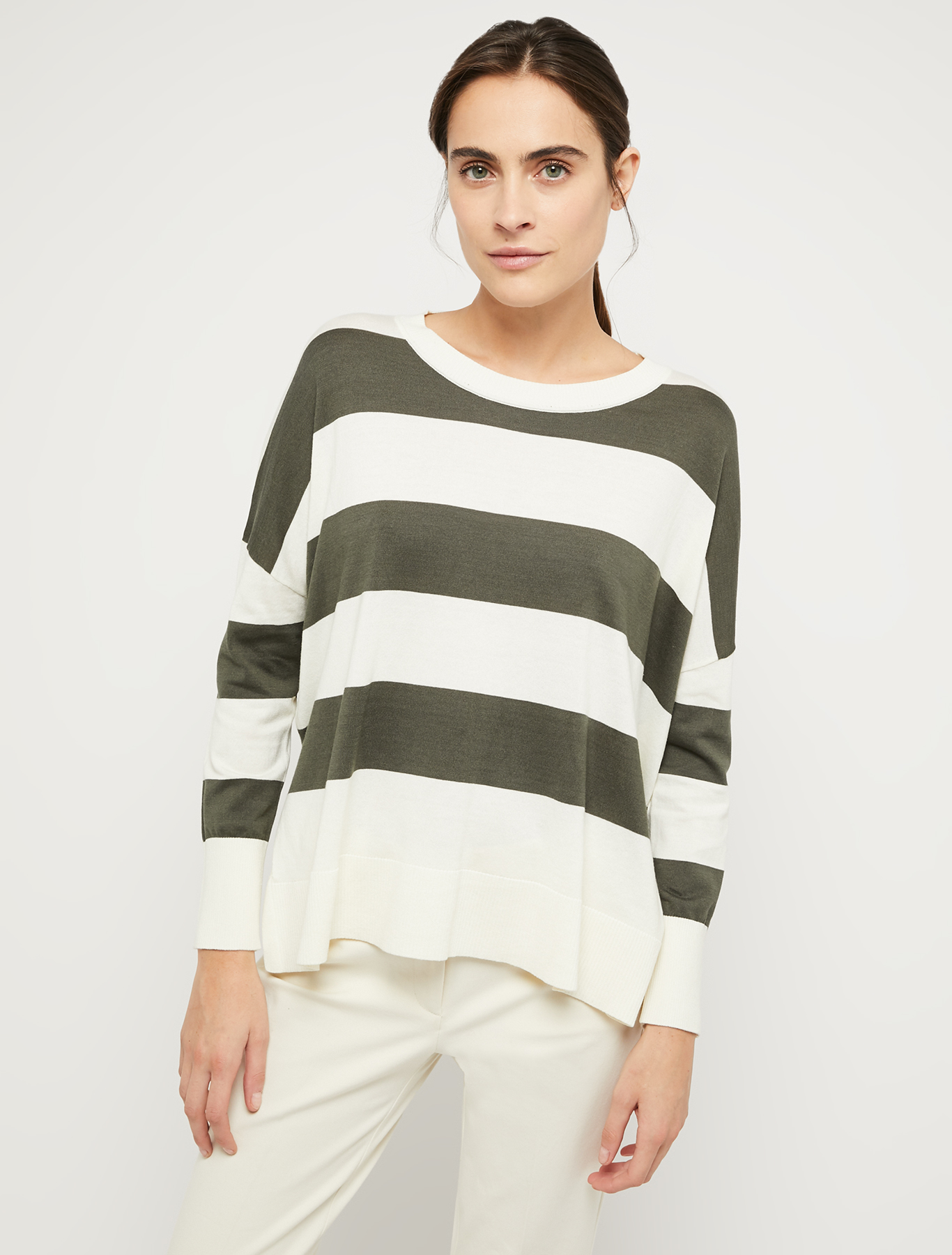 Cotton and silk jumper, khaki pattern | Pennyblack Cotton and silk jumper - khaki pattern - pennyblack