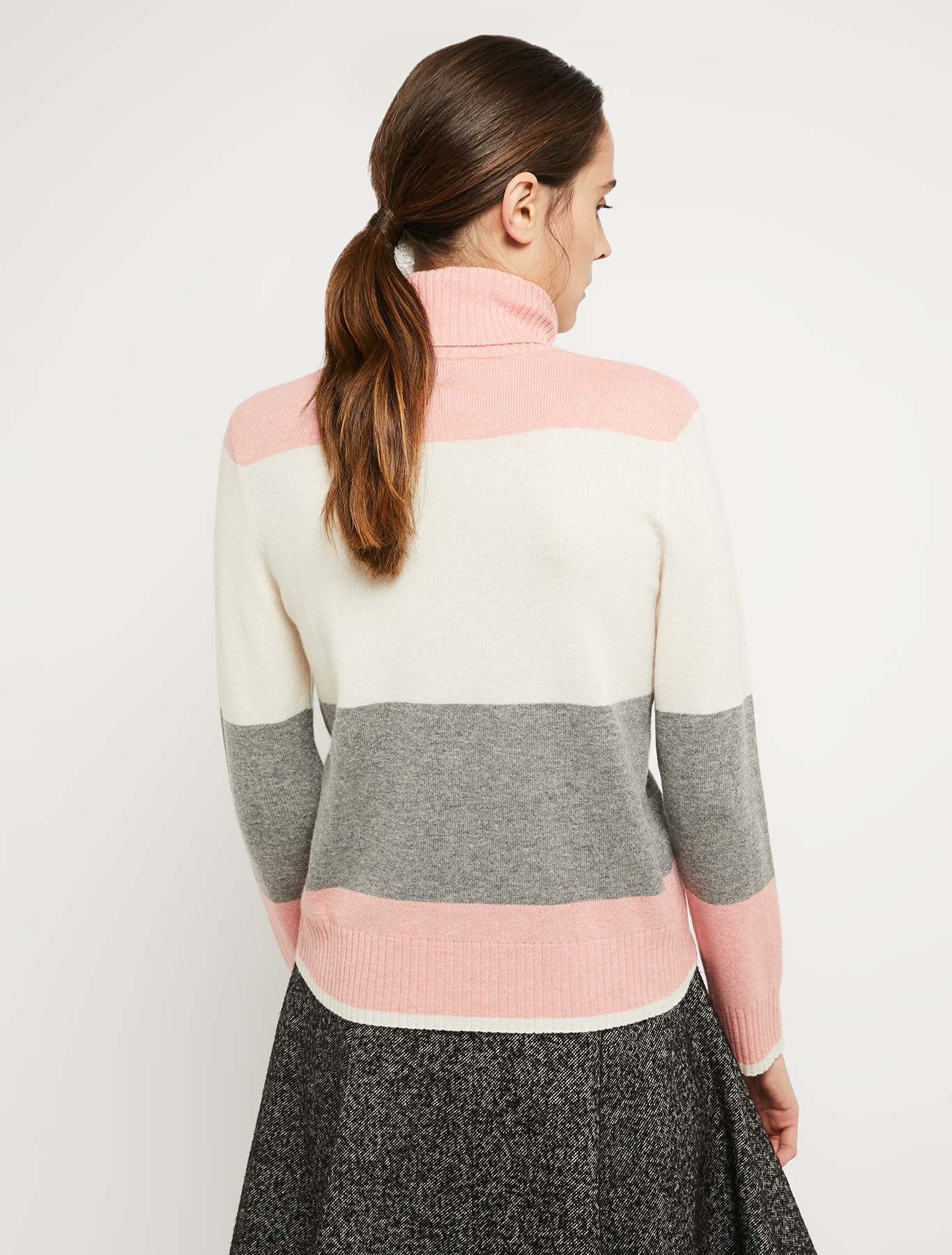 Wool and cashmere turtleneck, beige pattern | Pennyblack Wool and cashmere turtleneck - beige pattern - pennyblack