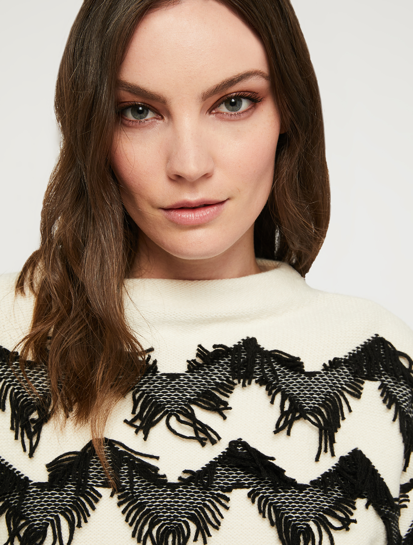 Pull jacquard con frange, fantasia bianco | Pennyblack Pull jacquard con frange - fantasia bianco - pennyblack