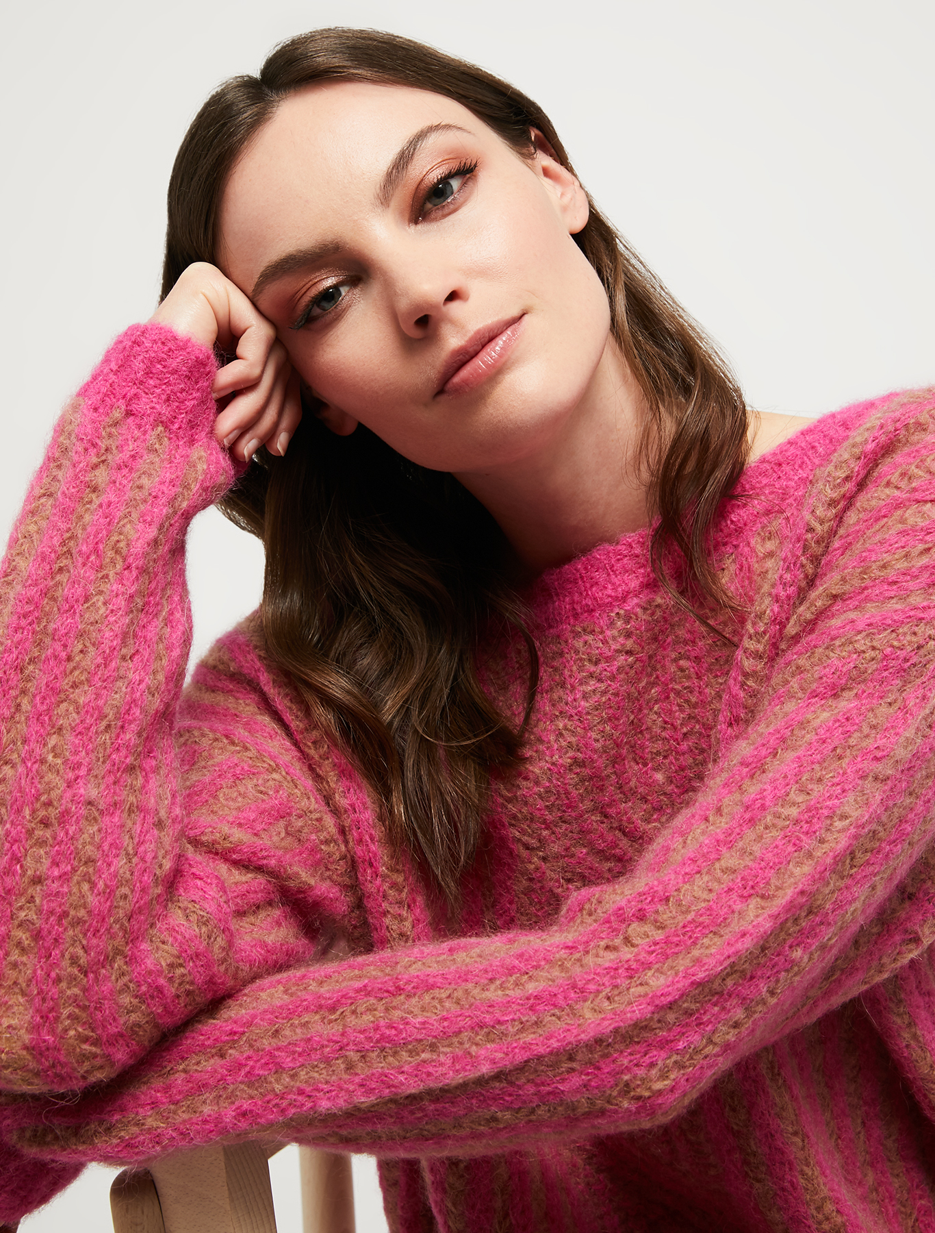 Pull jacquard con treccia, fuxia | Pennyblack Pull jacquard con treccia - fuxia - pennyblack