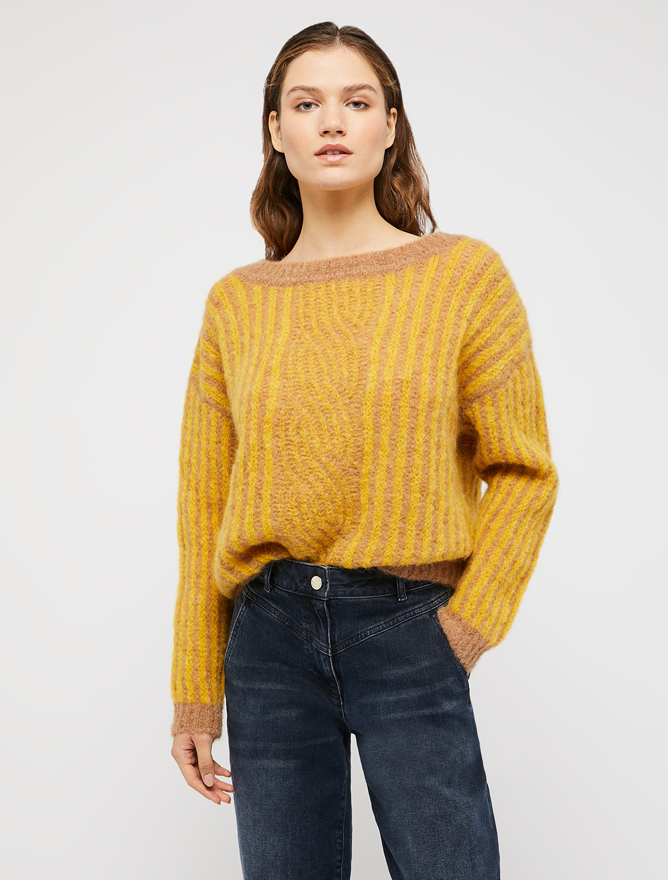 Pull jacquard con treccia, cammello | Pennyblack Pull jacquard con treccia - cammello - pennyblack