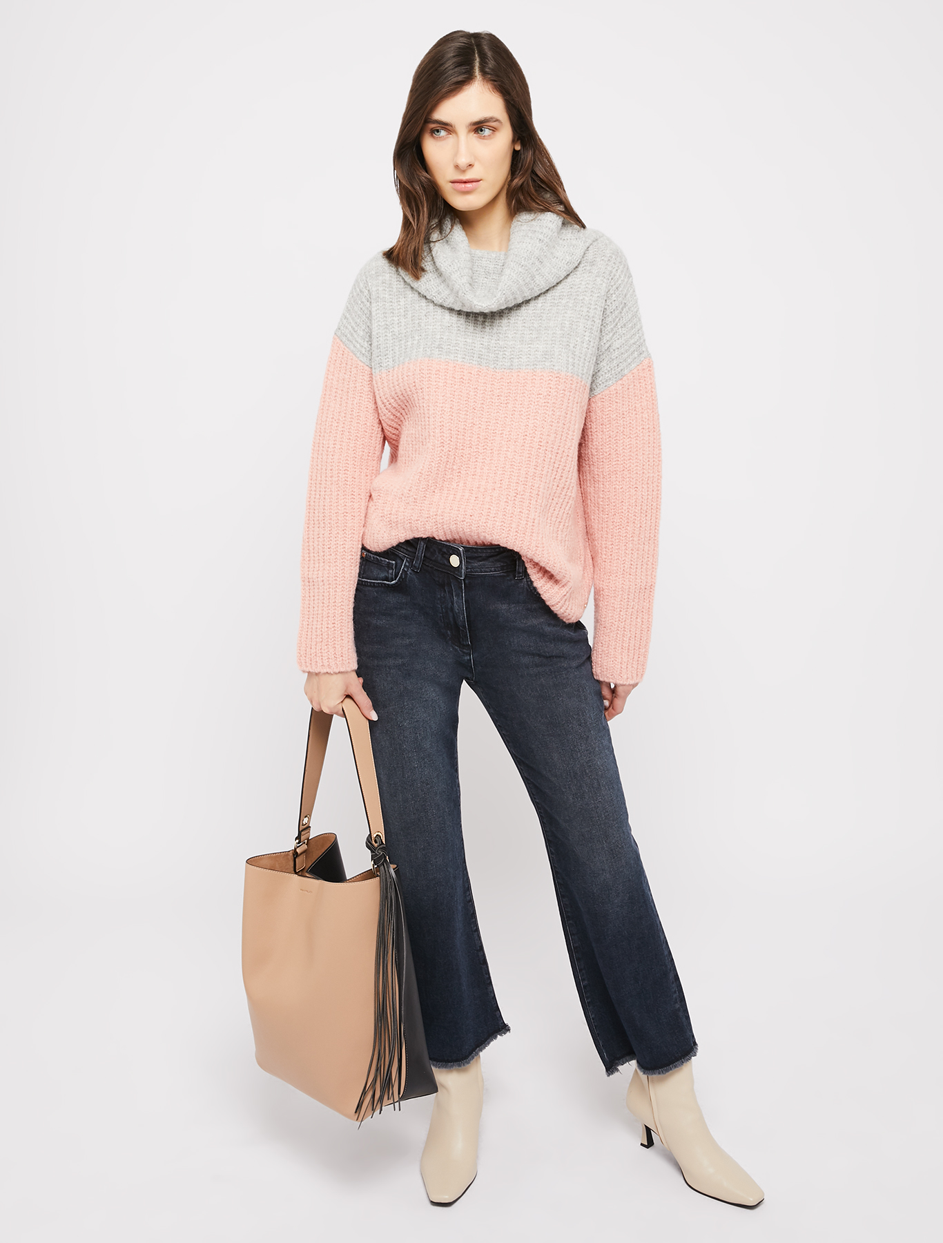 Two-toned English ribbed pullover, pink | Pennyblack Two-toned English ribbed pullover - pink - pennyblack