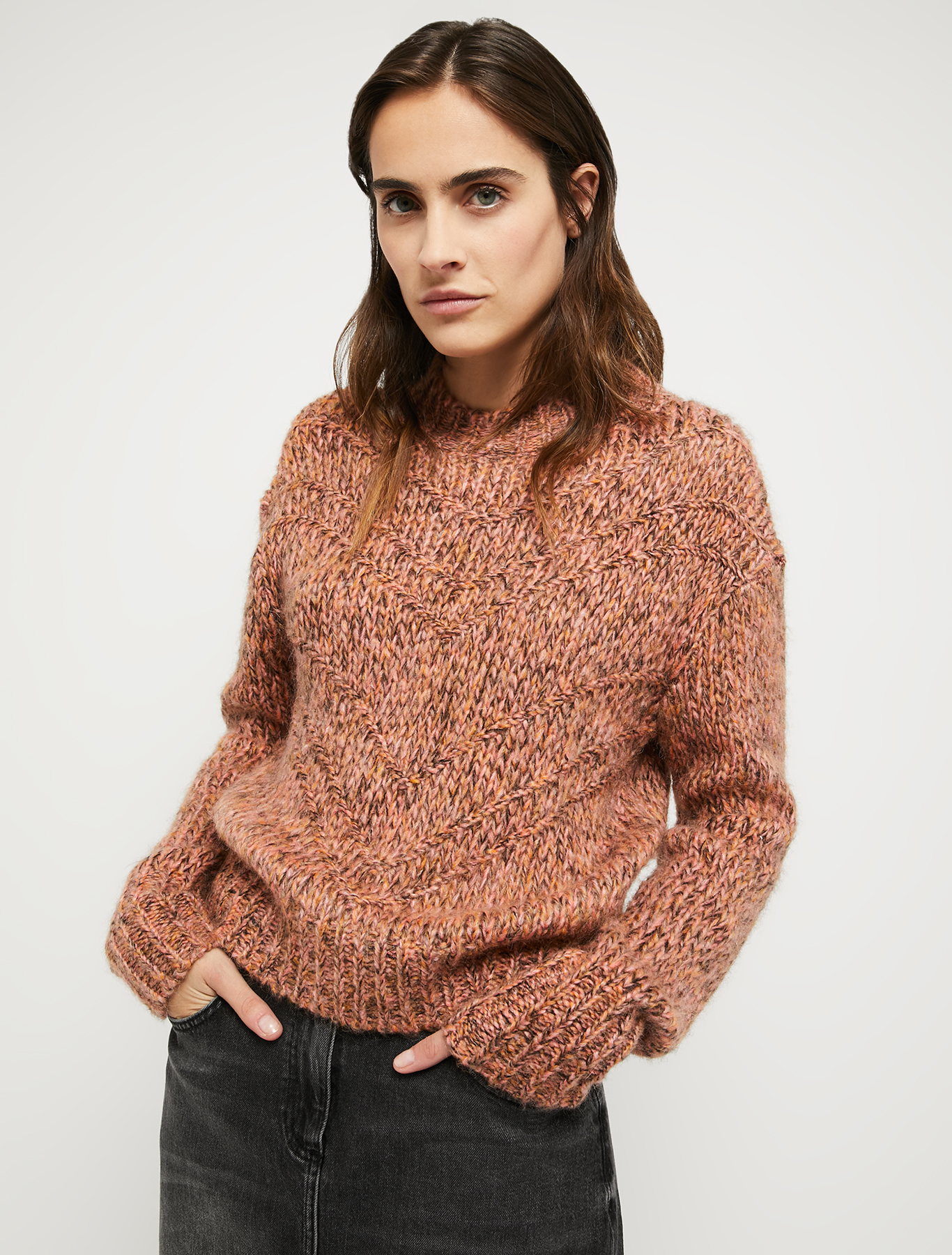 Mouliné patterned pullover, hazelnut pattern | Pennyblack Mouliné patterned pullover - hazelnut pattern - pennyblack