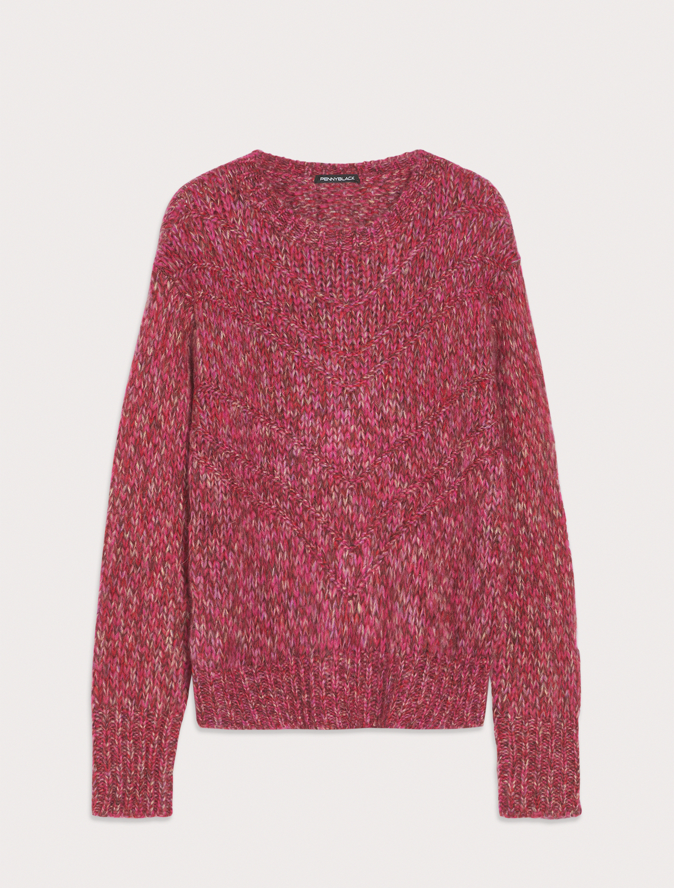 Mouliné patterned pullover, fuchsia pattern | Pennyblack Mouliné patterned pullover - fuchsia pattern - pennyblack